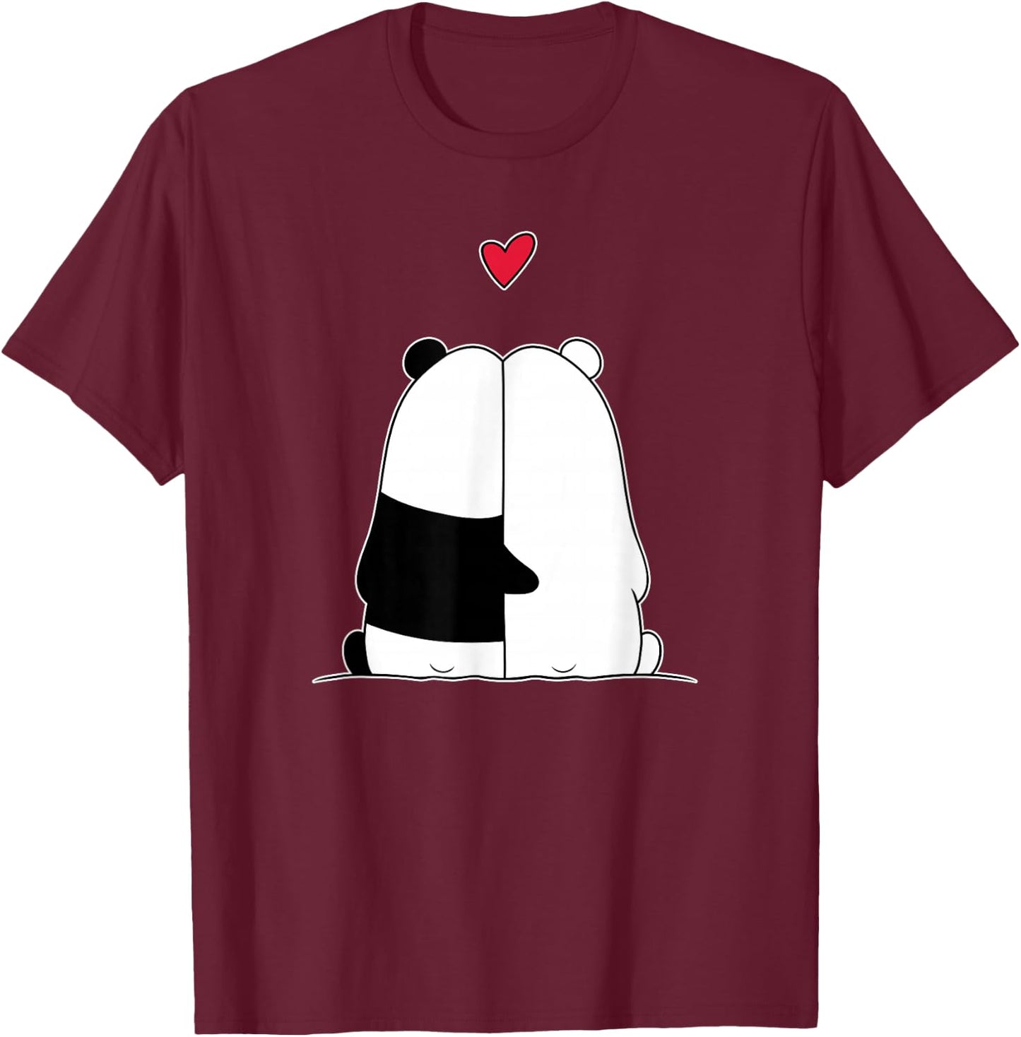 Couples Valentines Polar Bear Panda Bear T-Shirt - T-Shirt | Maroon