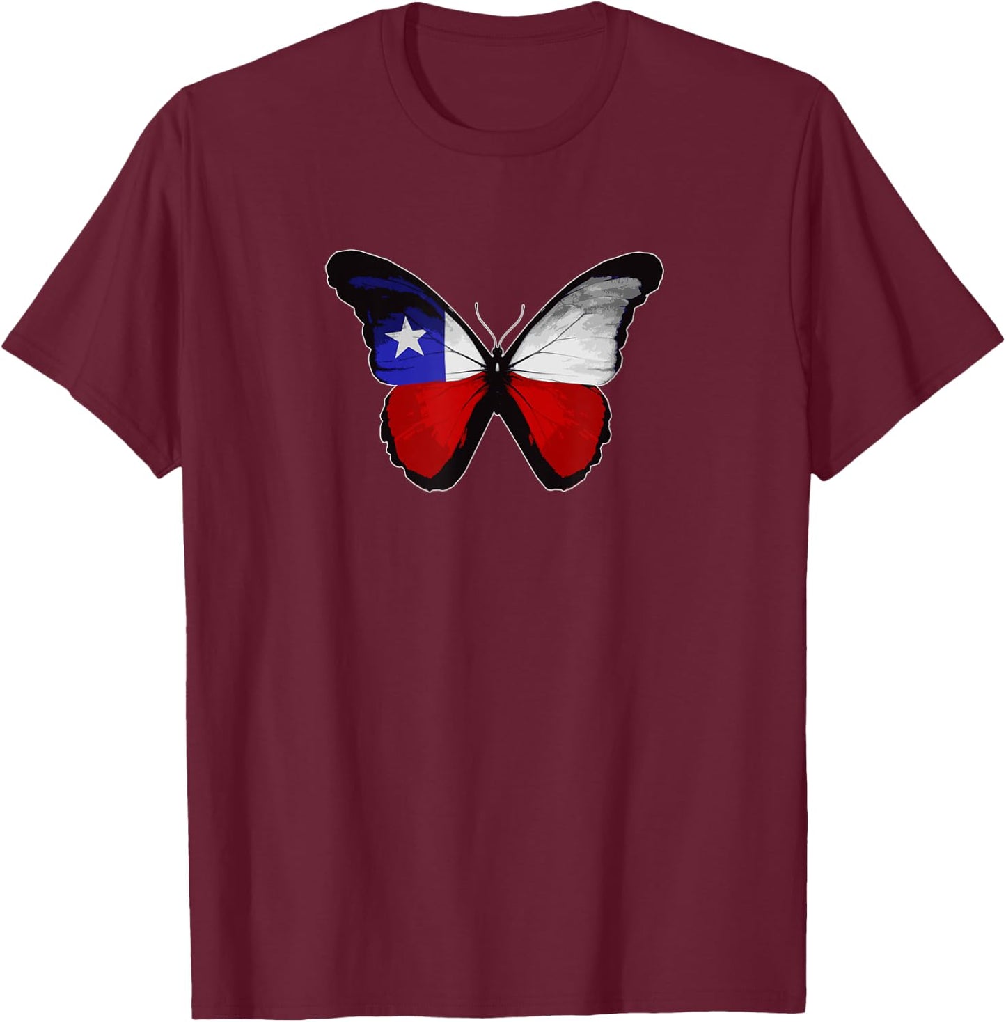 State Of Texas Flag Butterfly T-Shirt - T-Shirt | Maroon