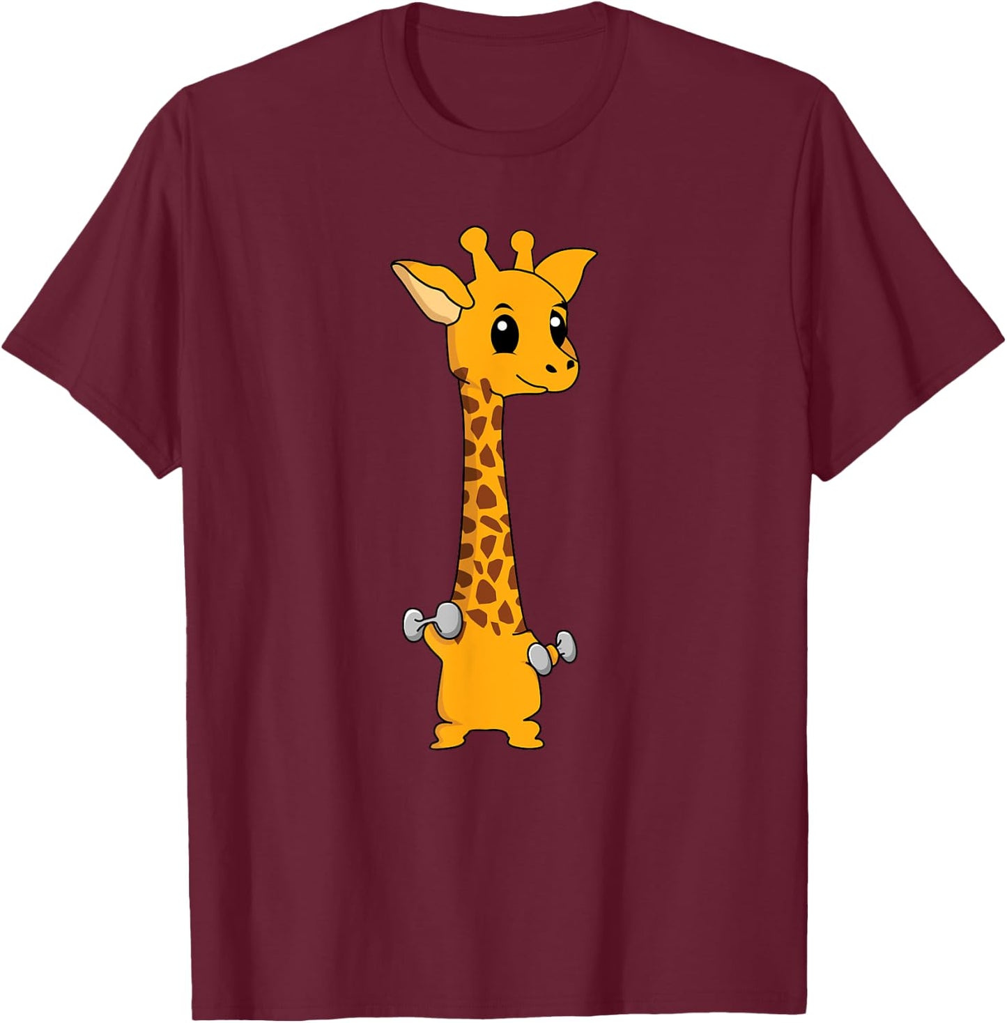 Funny Giraffe Camelopard Lifting Gym Motivation T-Shirt - T-Shirt | Maroon