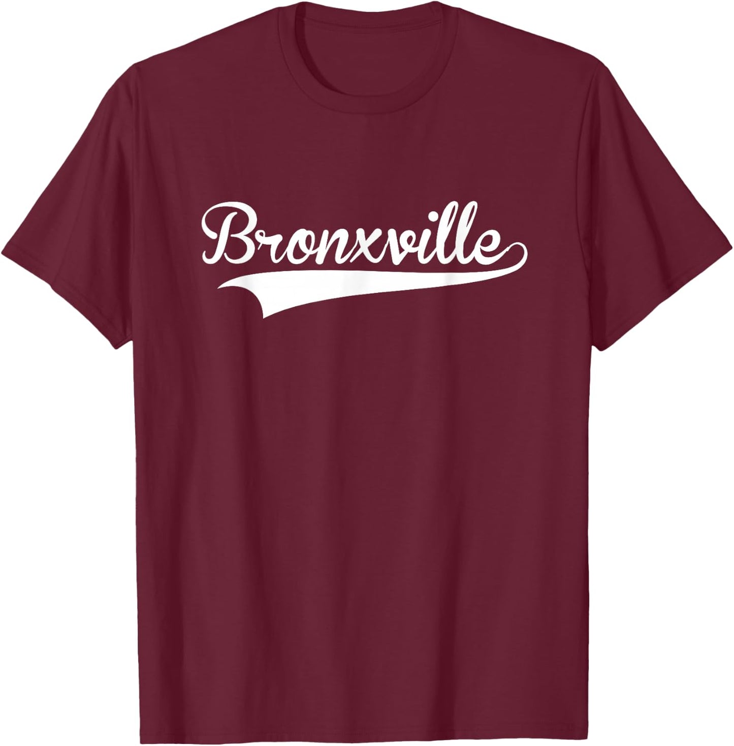 BRONXVILLE Baseball Vintage Retro Font T-Shirt - T-Shirt | Maroon