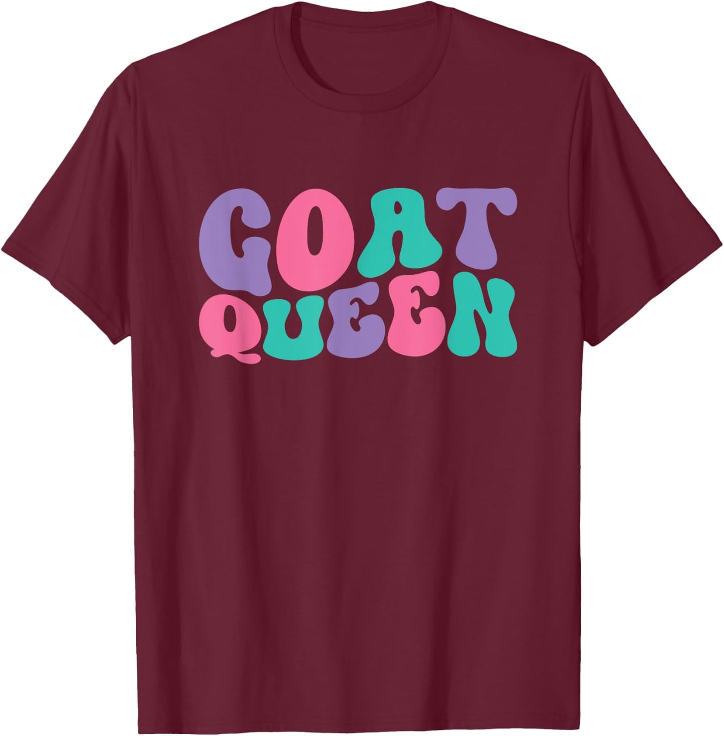 Goat Queen Goats Retro Vintage Wavy Groovy T-Shirt - T-Shirt | Maroon