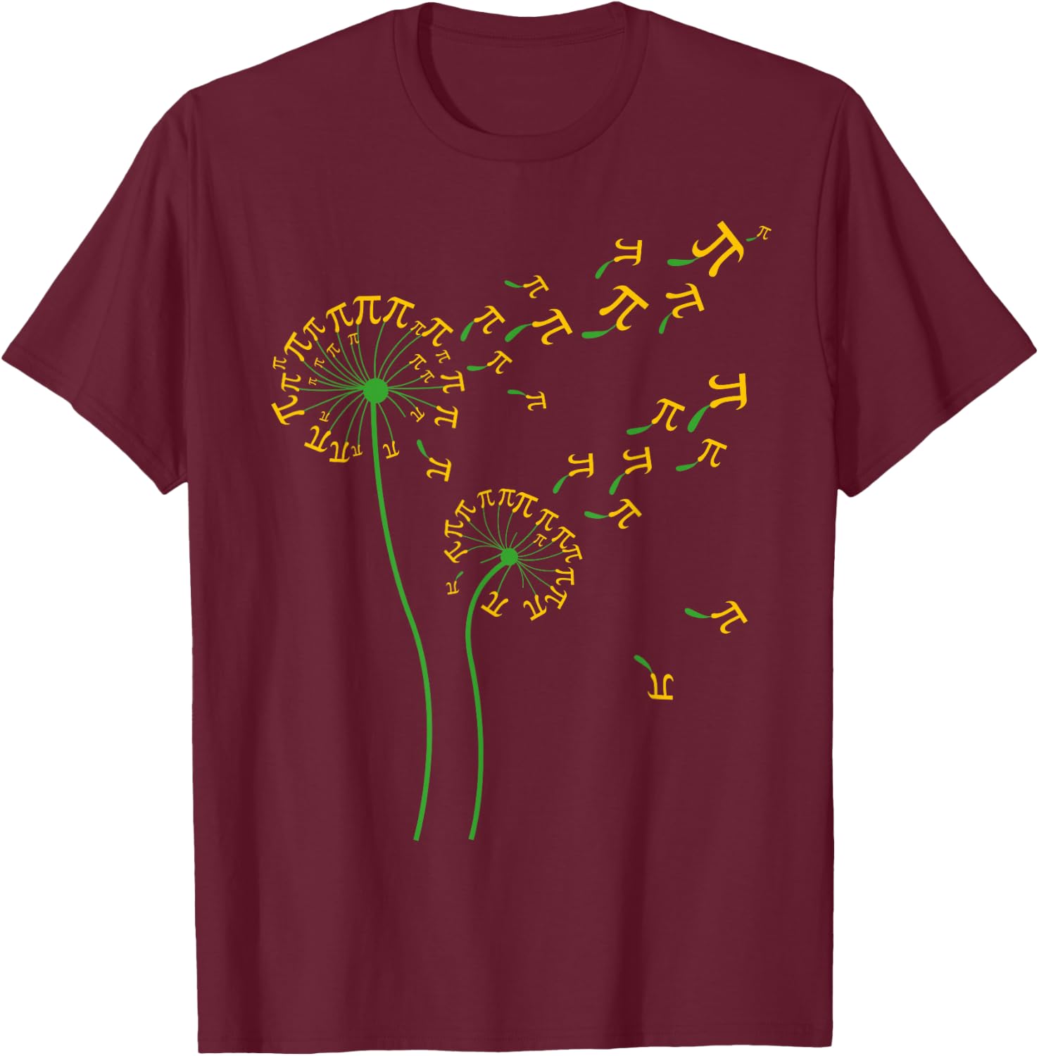 Pi Dandelion Pi day Dandelion 3.14 Pi Number Math Dandelion T-Shirt - T-Shirt | Maroon