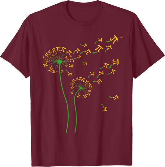 Pi Dandelion Pi day Dandelion 3.14 Pi Number Math Dandelion T-Shirt - T-Shirt | Maroon