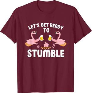 Let's Get Ready To Stumble Camping Flamingo Beer Campfire T-Shirt - T-Shirt | Maroon