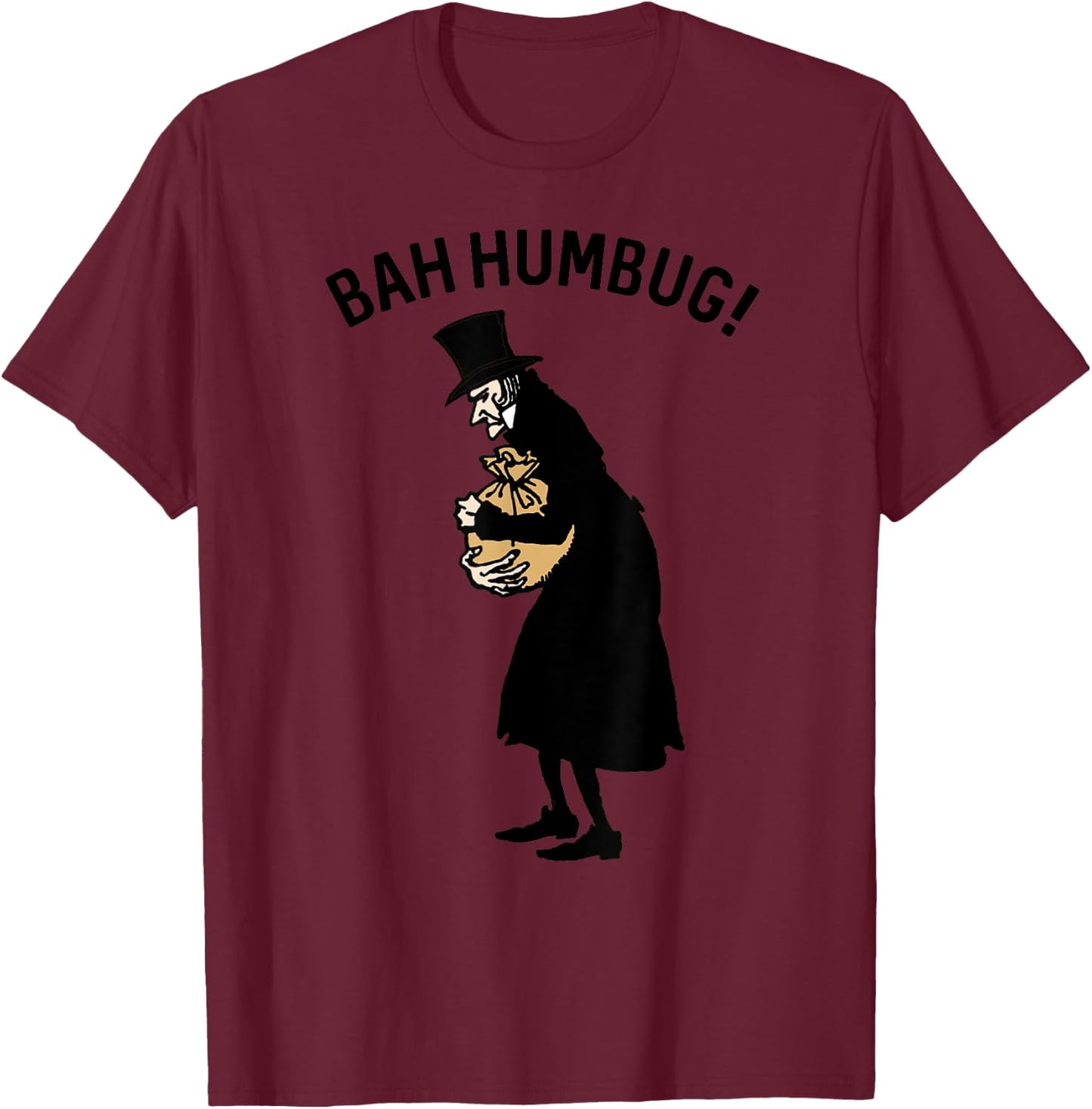 Vintage Ebenezer Scrooge Christmas Bah Humbug Scrooge T-Shirt - T-Shirt | Maroon