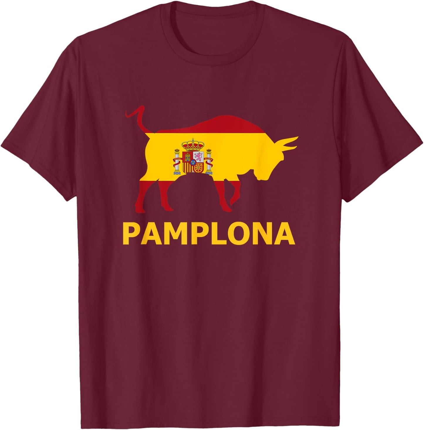 Pamplona Spain Spanish Bullfighting Running with the Bulls T-Shirt - T-Shirt | Maroon