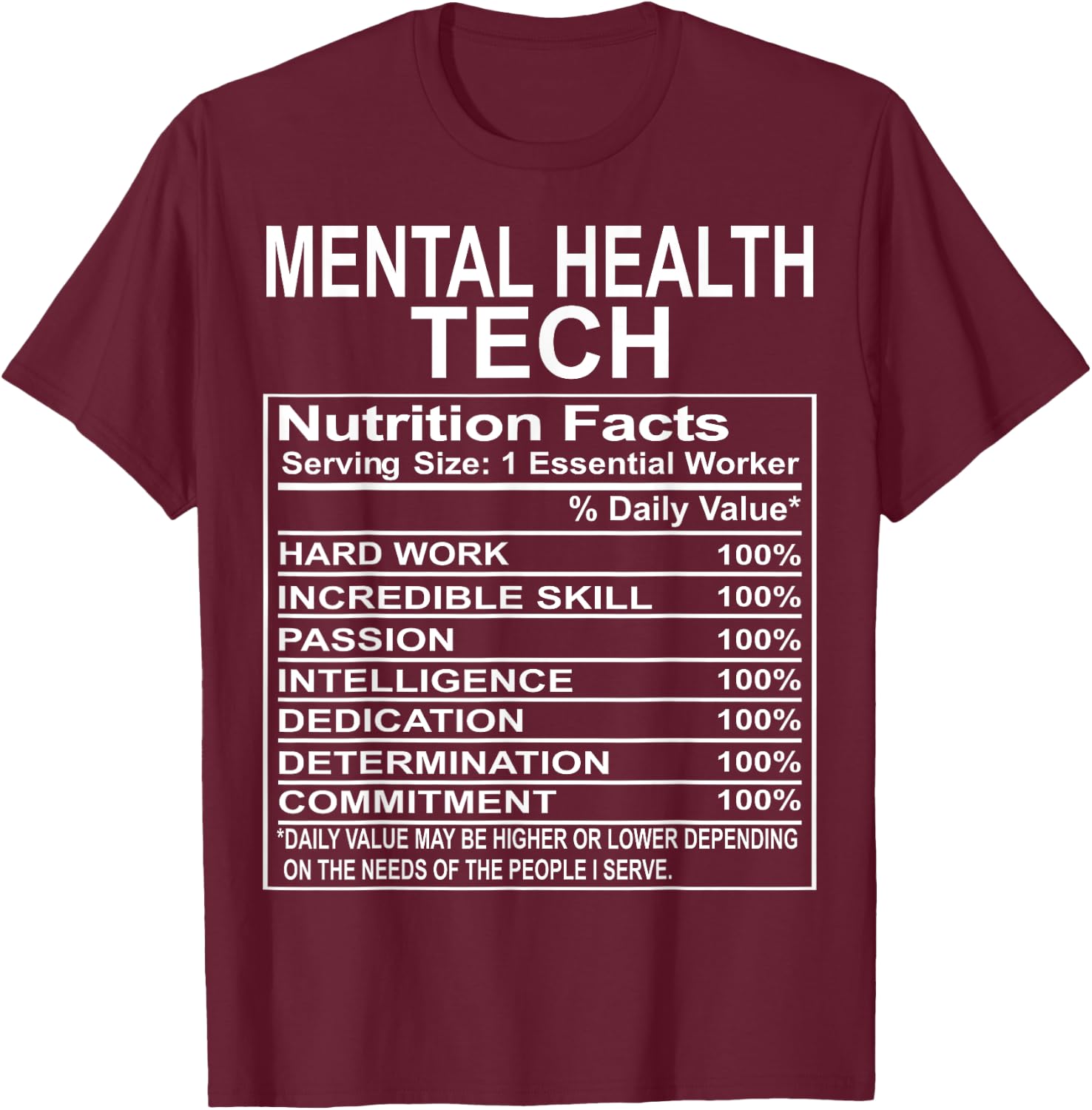 Mental Health Technician Gifts Appreciation Funny T-Shirt - T-Shirt | Maroon