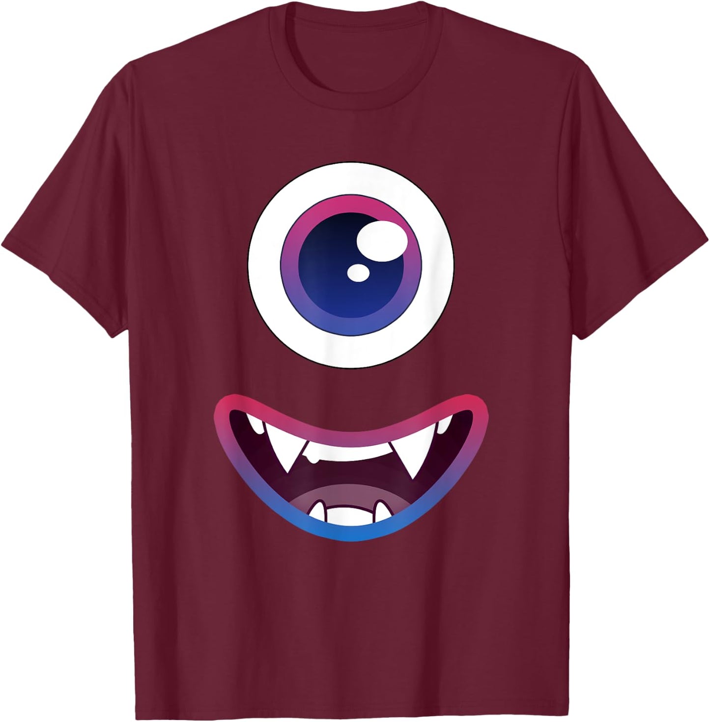 Monster Face Halloween T-Shirt - T-Shirt | Maroon