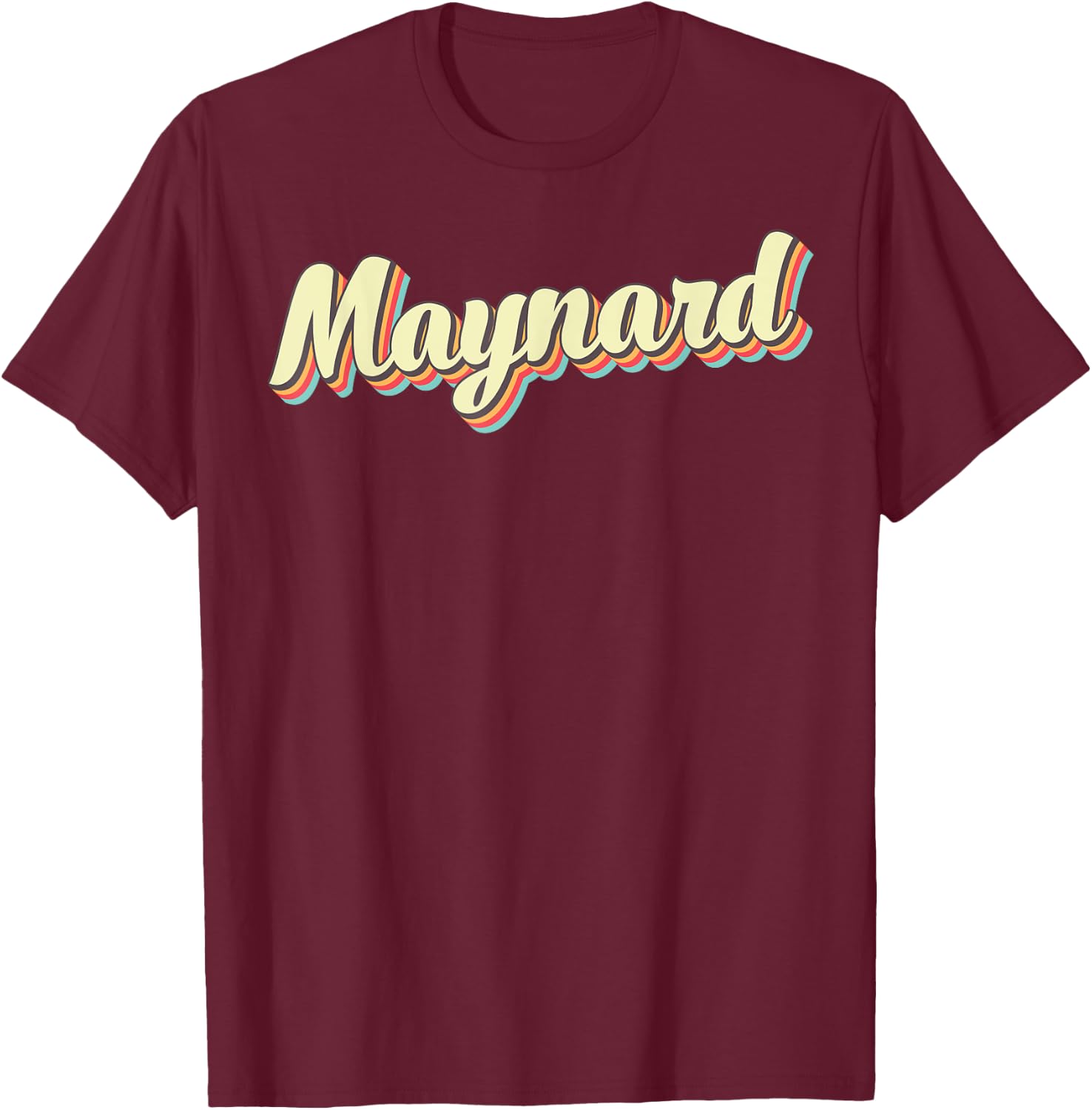 Maynard Retro Art Baseball Font Vintage T-Shirt - T-Shirt | Maroon