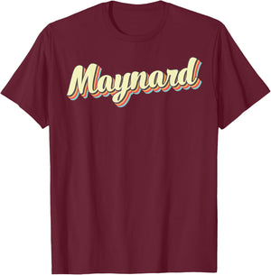 Maynard Retro Art Baseball Font Vintage T-Shirt - T-Shirt | Maroon