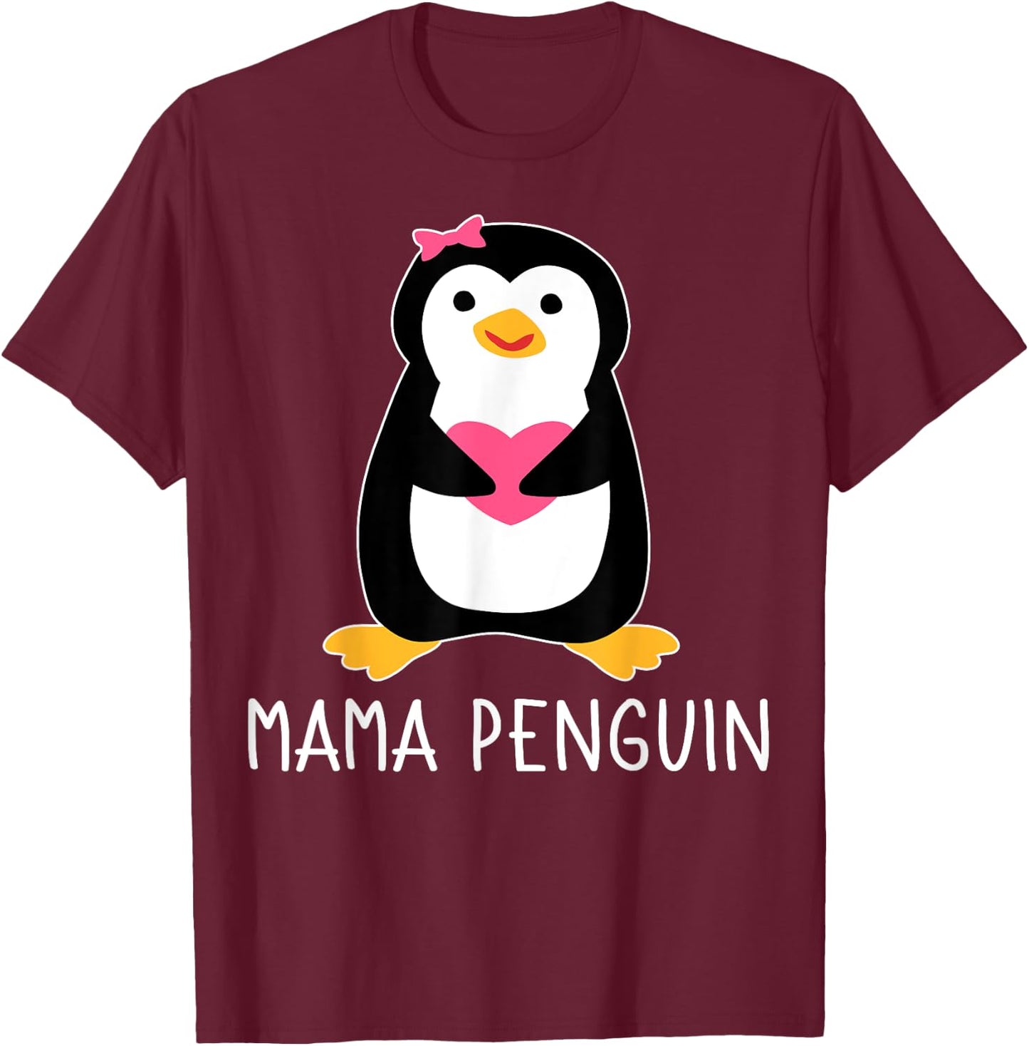 Penguin Mama Flightless Bird Lover Mother's Day Mommy Mom T-Shirt - T-Shirt | Maroon