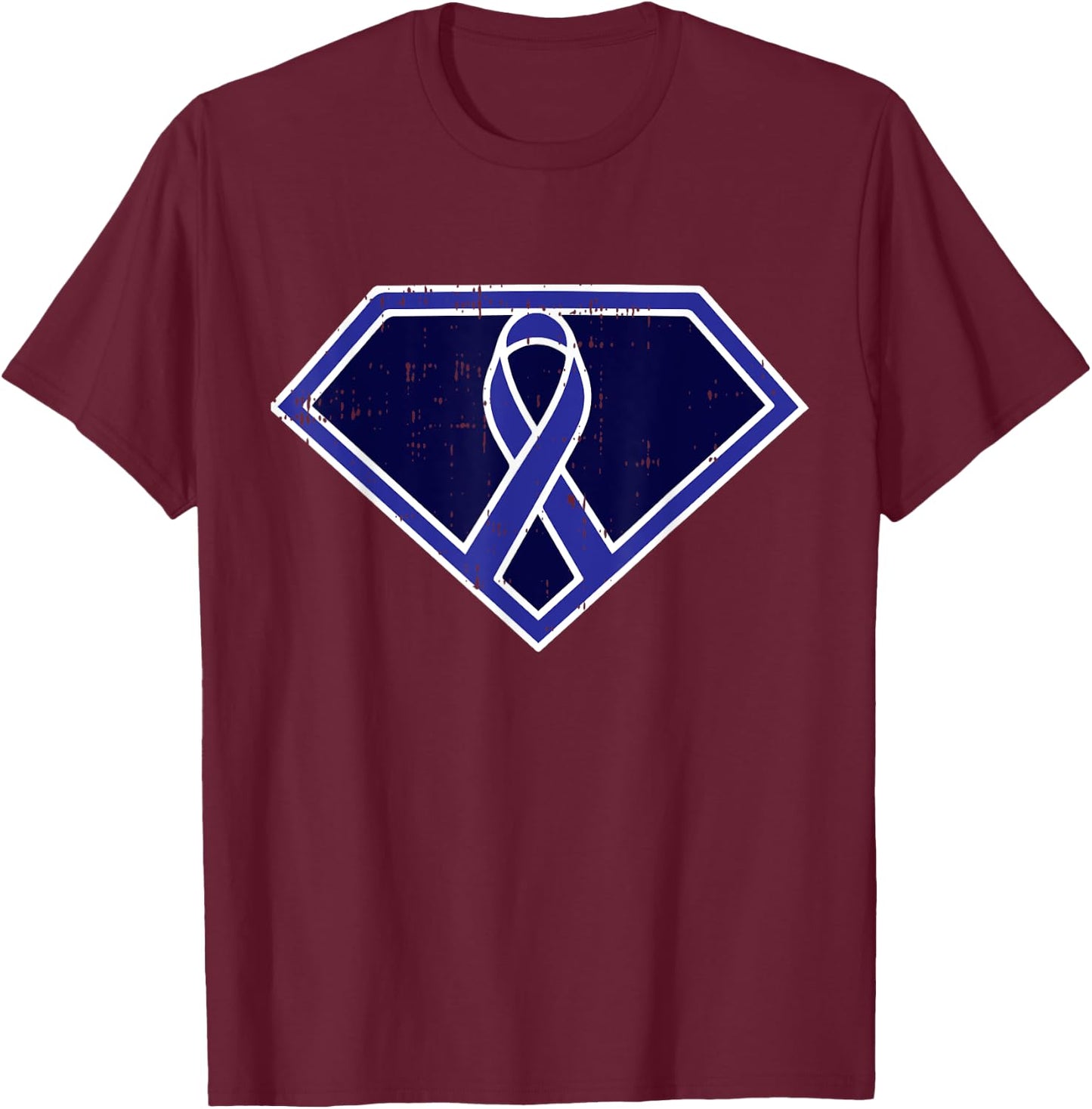 Superhero Colon Cancer Awareness Ribbon Warrior Fighter Gift T-Shirt - T-Shirt | Maroon