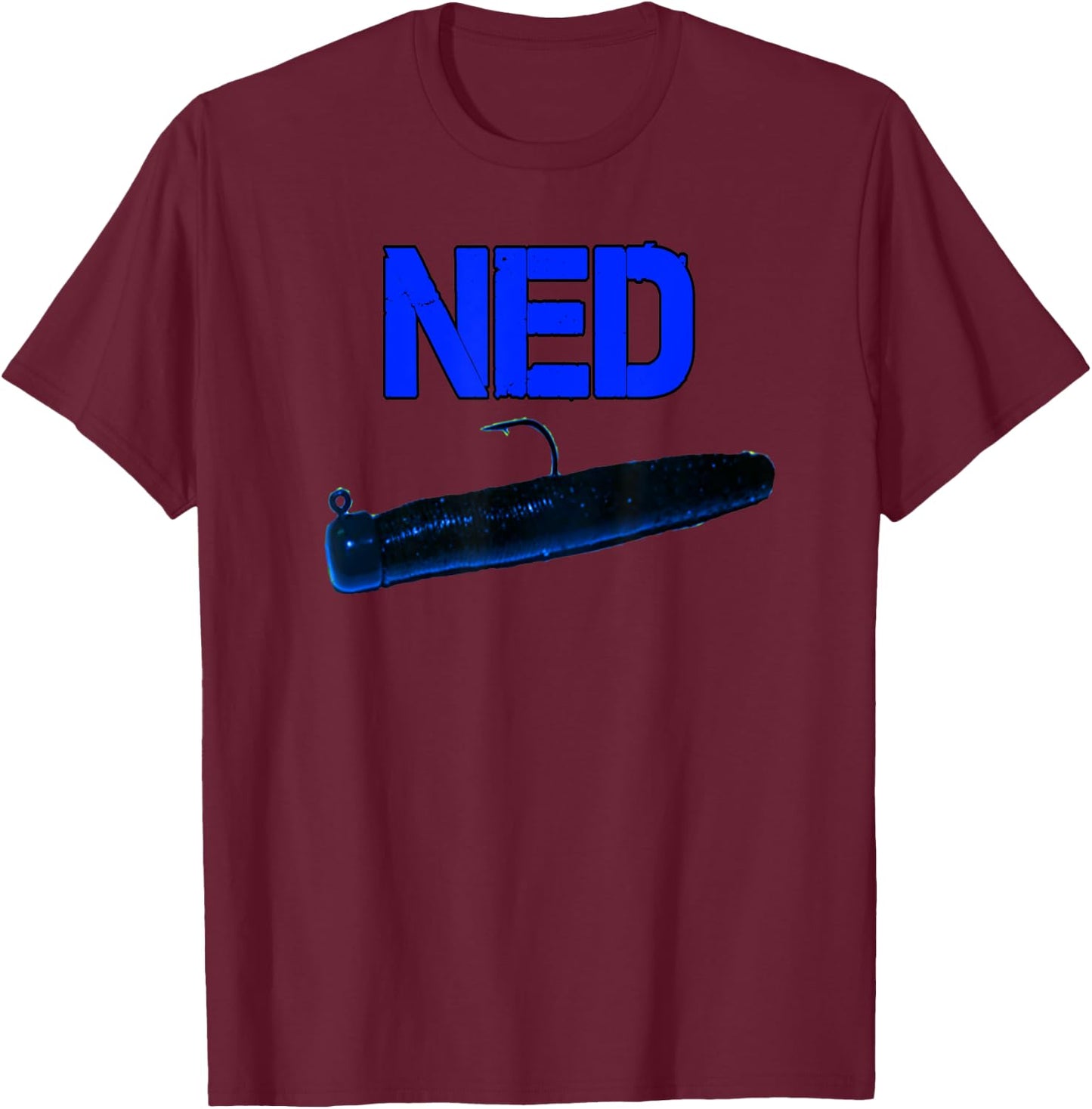 NED Rig Bass Fishing Jigs Apparel For Fishermen By Black Fly T-Shirt - T-Shirt | Maroon