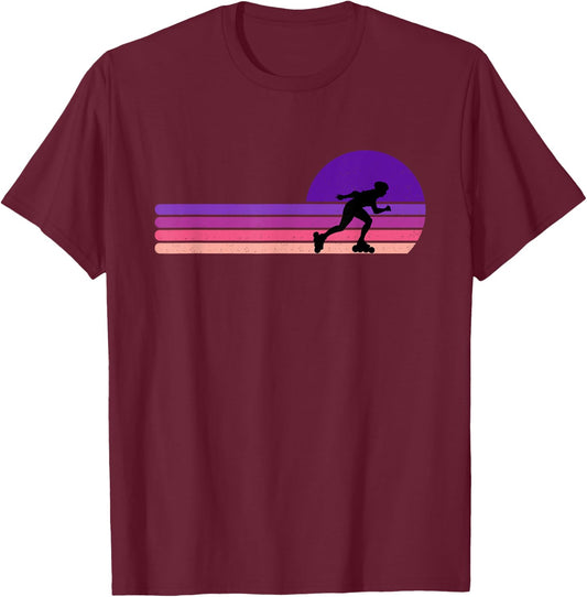 Rollerblading Funny Girly Retro Vintage Gift T-Shirt - T-Shirt | Maroon
