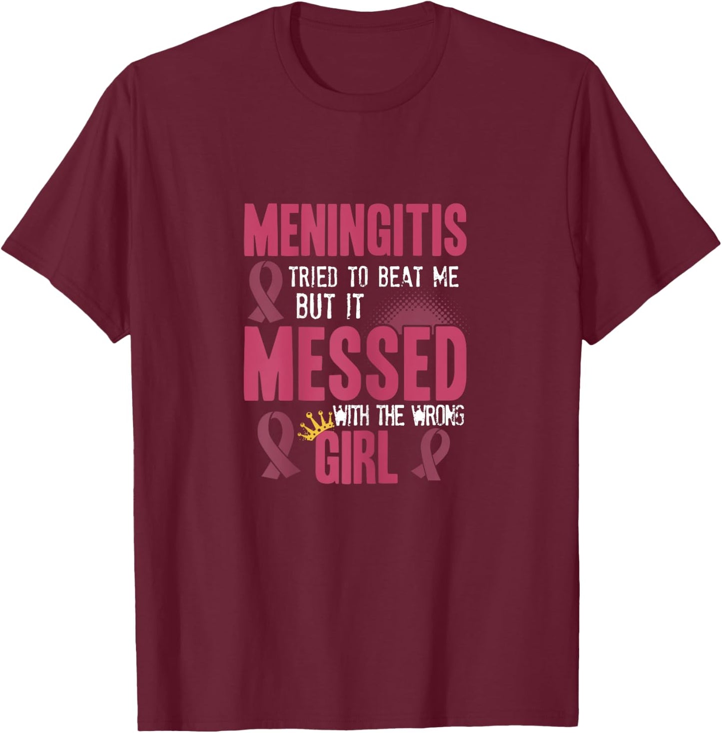 Meningitis Awareness survivor Girl Burgundy Ribbon T-Shirt - T-Shirt | Maroon