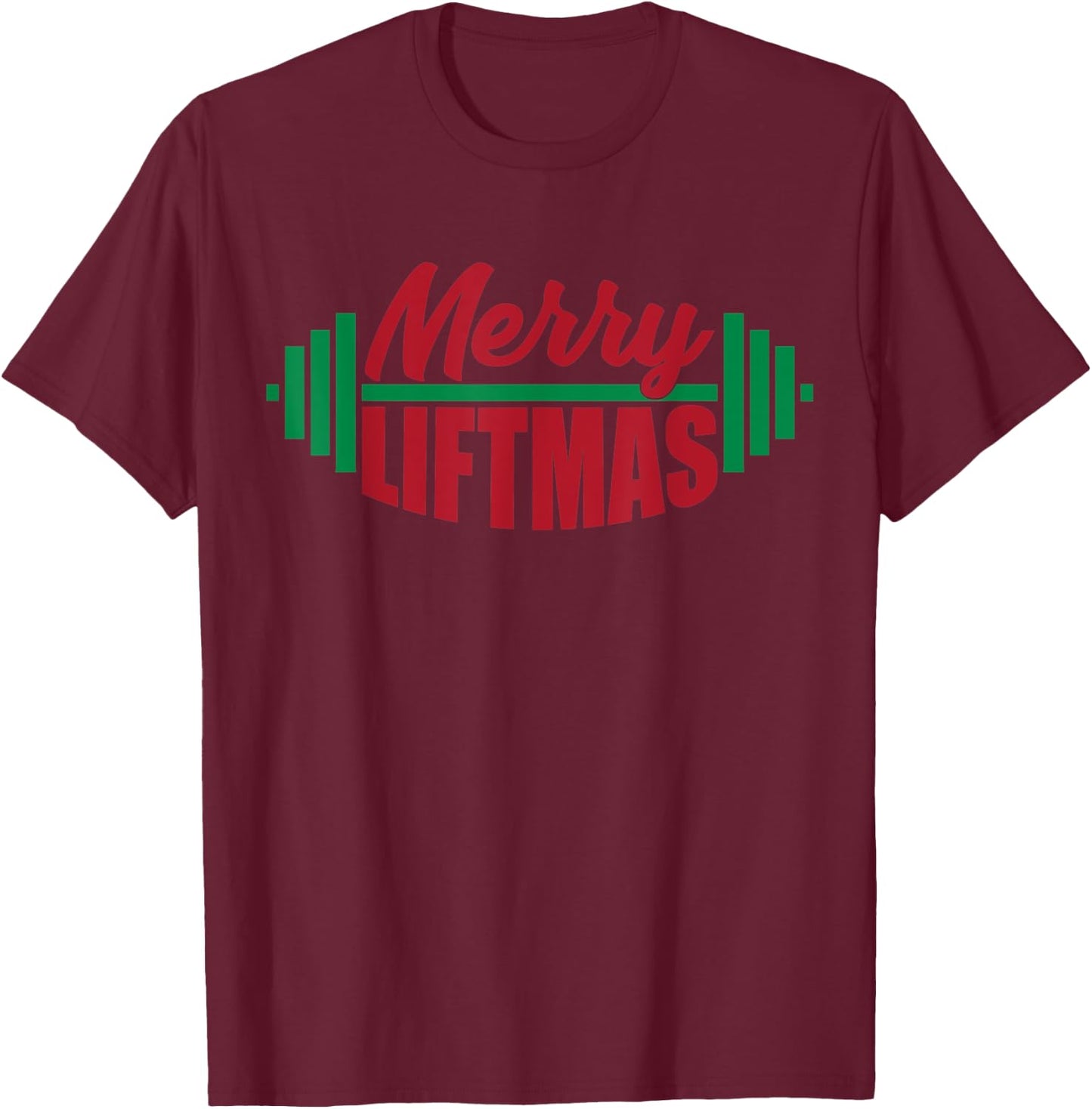 Merry Liftmas Funny Weightlifting Gym Xmas Workout Exercise T-Shirt - T-Shirt | Maroon