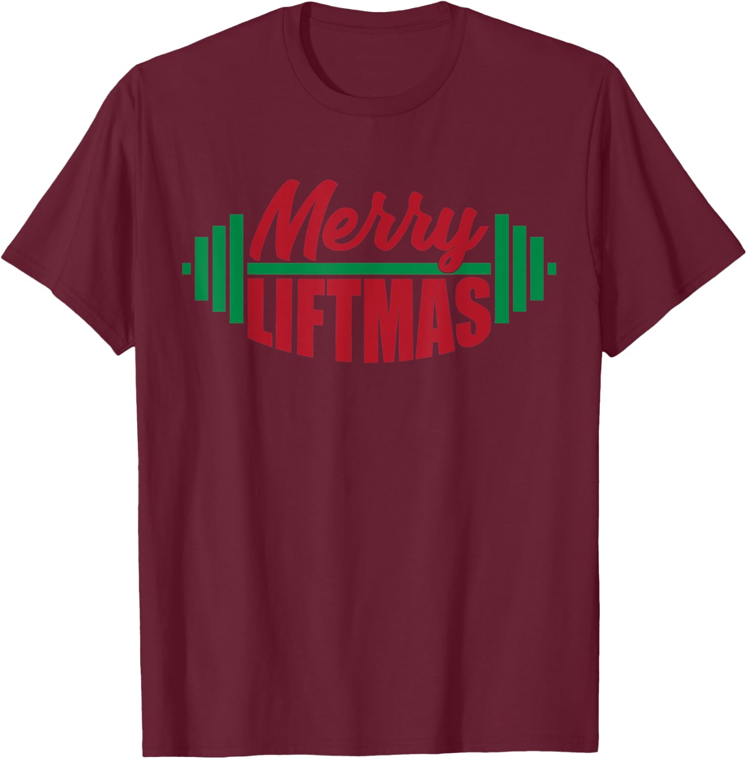 Merry Liftmas Funny Weightlifting Gym Xmas Workout Exercise T-Shirt - T-Shirt | Maroon
