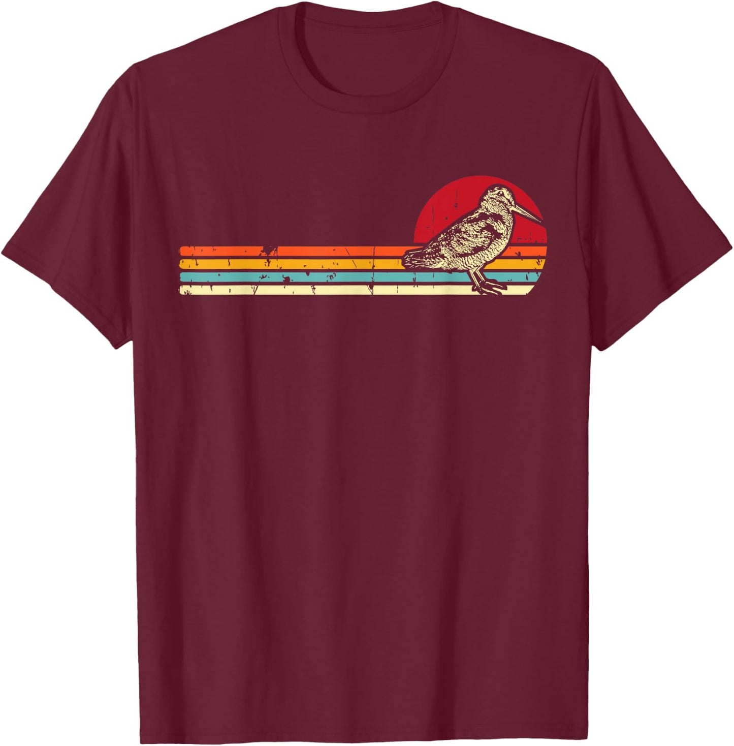 American Woodcock Bird Retro Vintage Unique Birding Gift T-Shirt - T-Shirt | Maroon