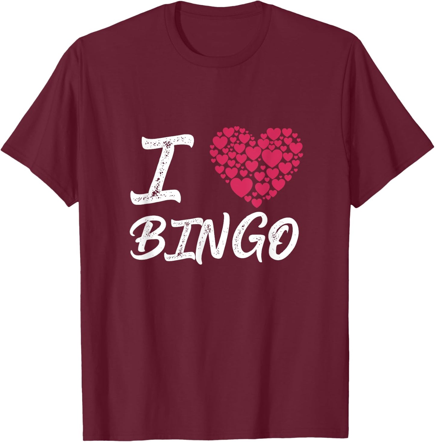 I Love Bingo Heart Player Gambling Lottery Game T-Shirt - T-Shirt | Maroon