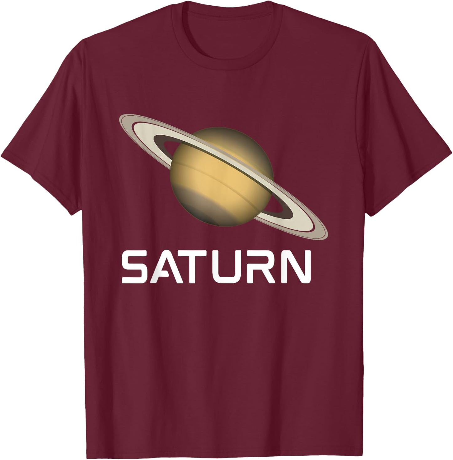 Solar System Planet Saturn Rings Outer Space T-Shirt - T-Shirt | Maroon