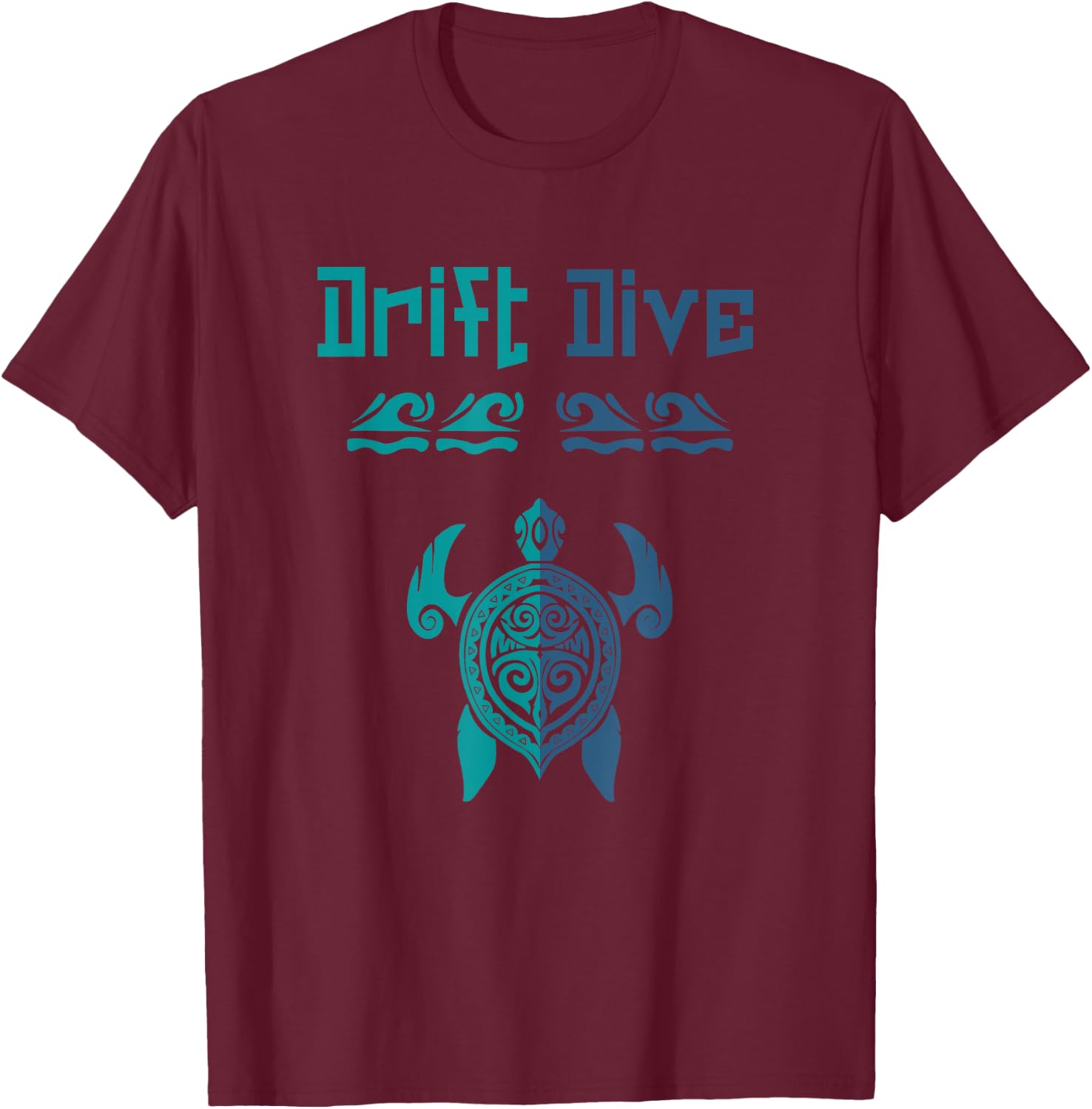 Drift Dive Polynesian Turtle - Funny Scuba Diving T-Shirt - T-Shirt | Maroon