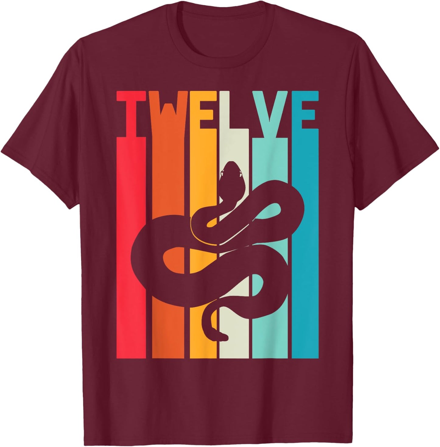 12th Birthday Vintage Snake Lover Pet Reptile 12 Years Old T-Shirt - T-Shirt | Maroon