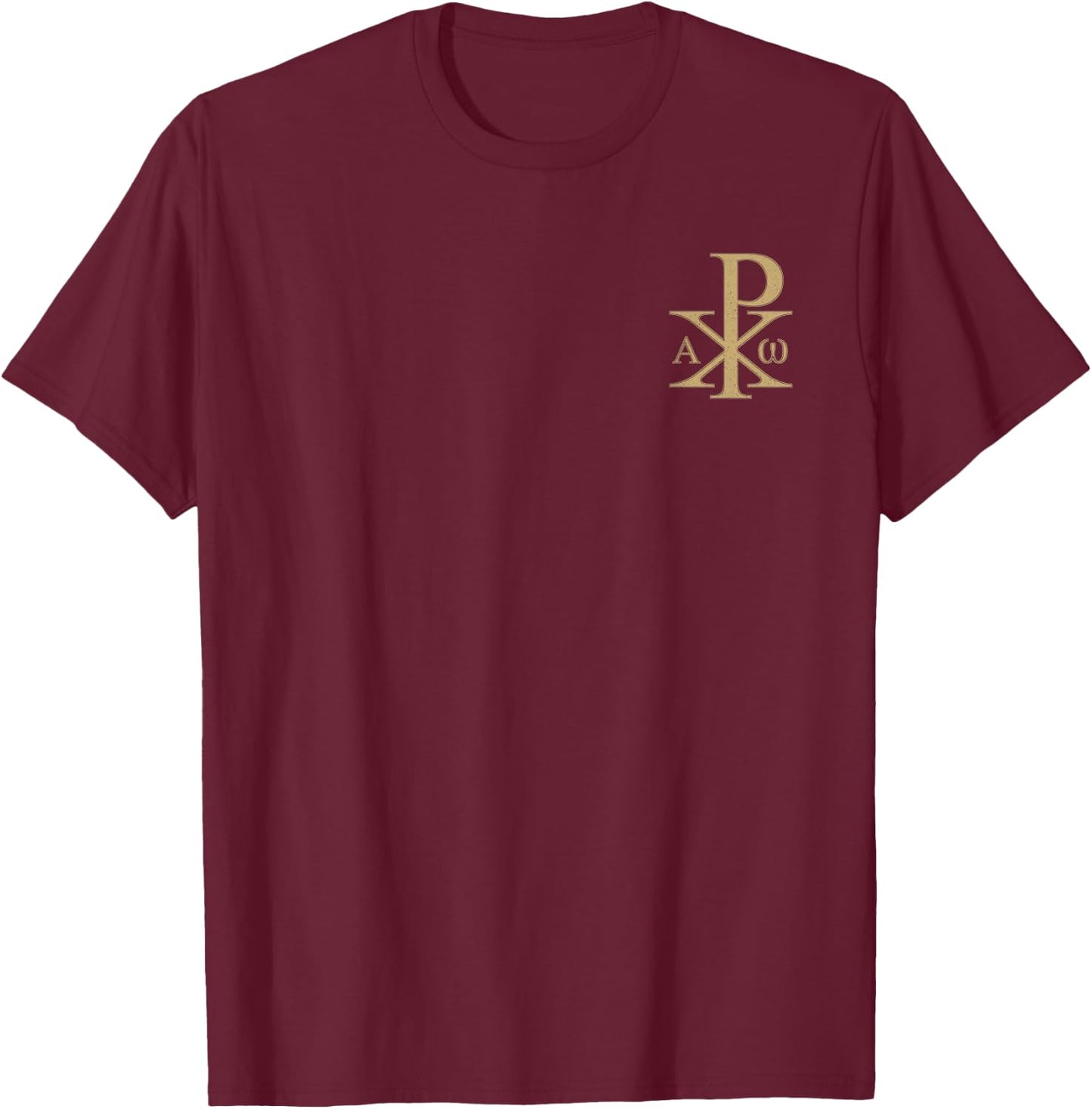 Chi Rho Alpha Omega Christian Cross Symbol T-Shirt - T-Shirt | Maroon