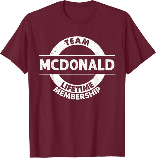 MCDONALD Gift Funny Surname Family Tree Birthday Reunion T-Shirt - T-Shirt | Maroon