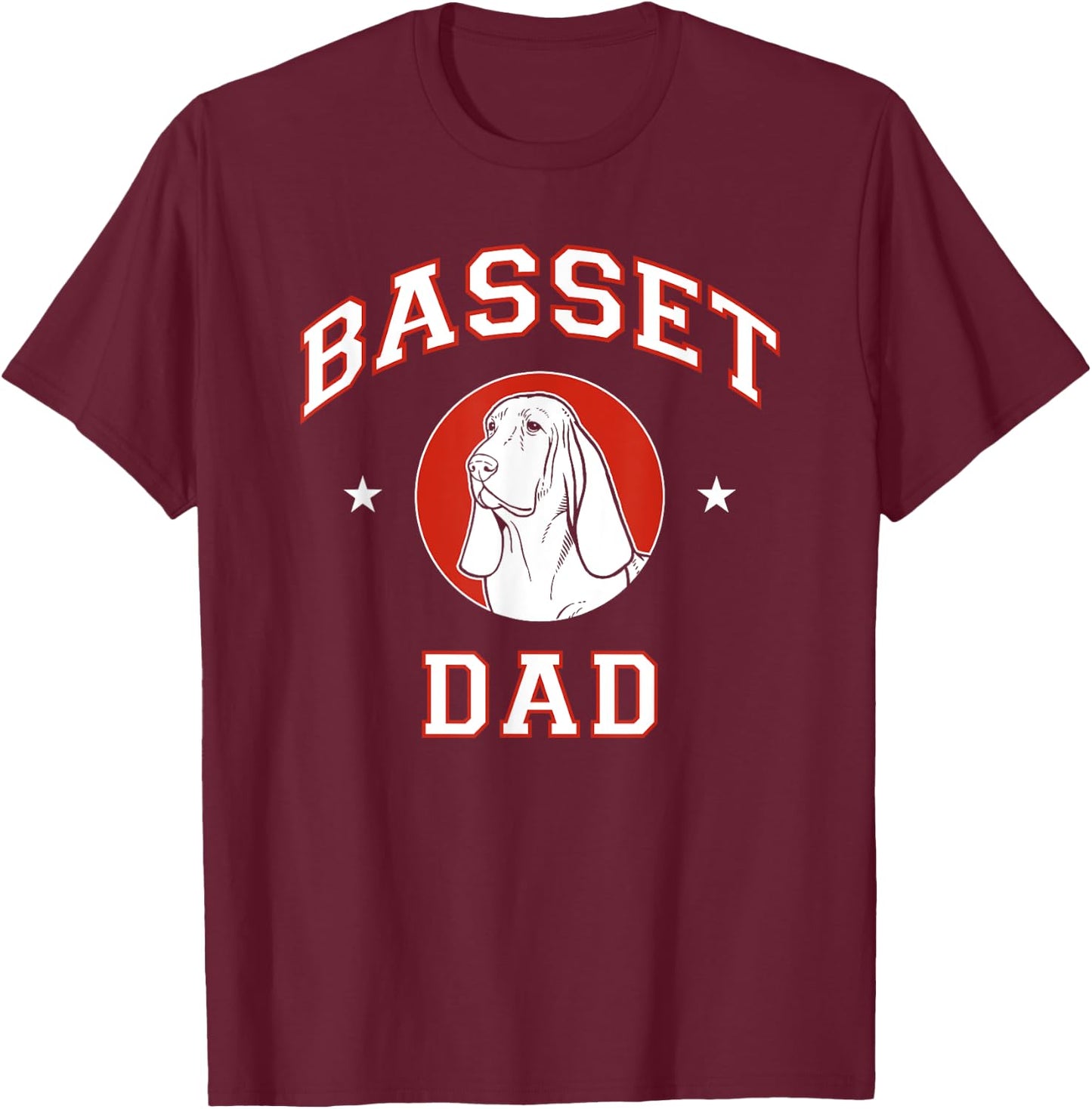 Basset Hound Dad Dog Father T-Shirt - T-Shirt | Maroon