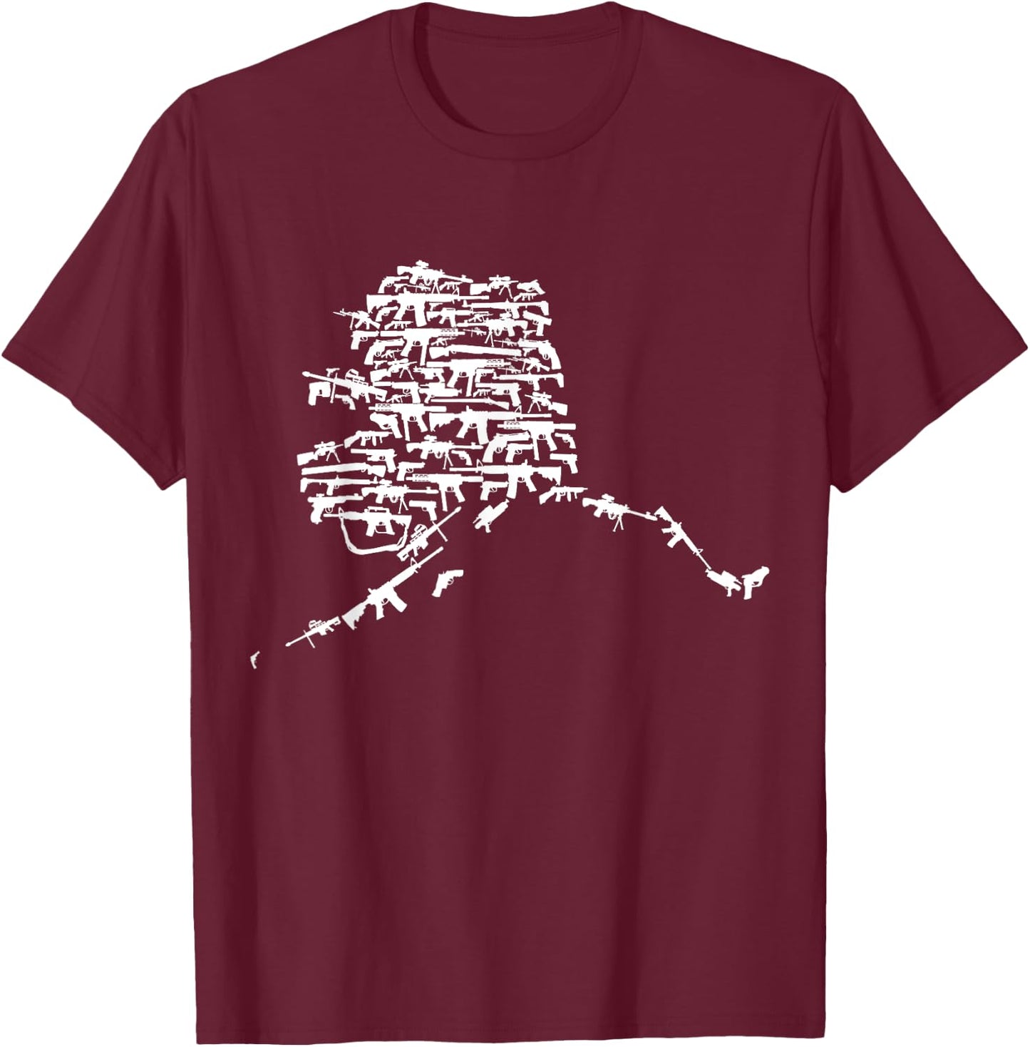 State of Alaska made up of Guns 2nd Amendment T-Shirt - T-Shirt | Maroon