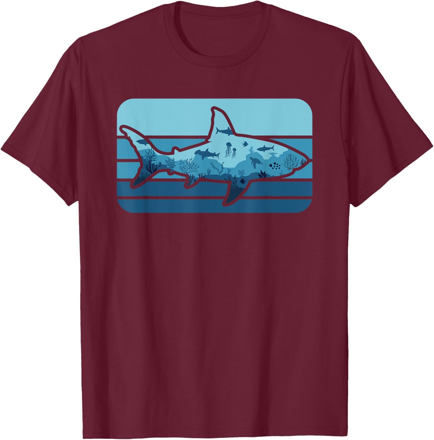 Shark Lover Ocean Animal Retro Marine Biology T-Shirt - T-Shirt | Maroon