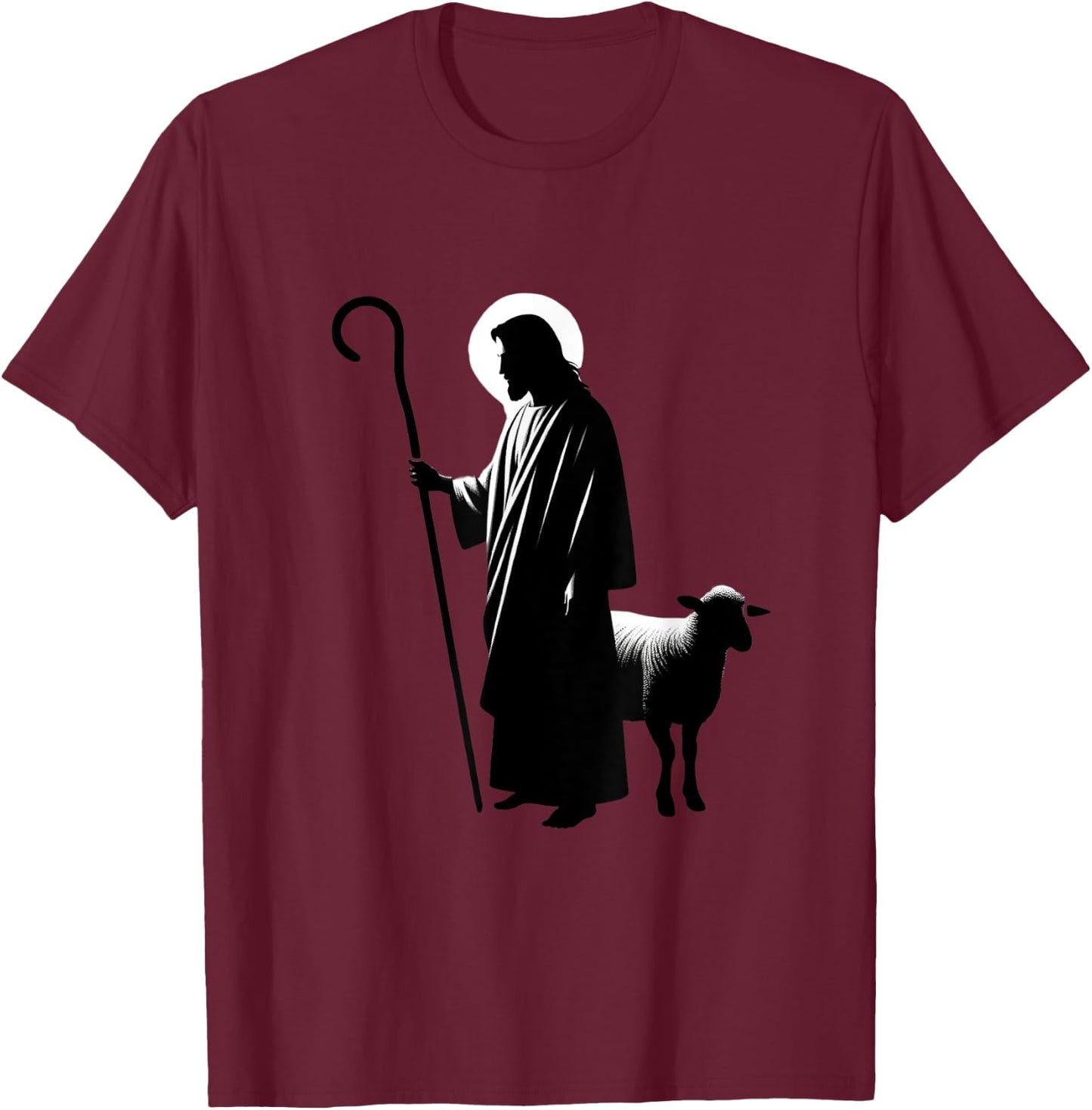 Christian Faith Jesus the Good Shepherd Lamb T-Shirt - T-Shirt | Maroon