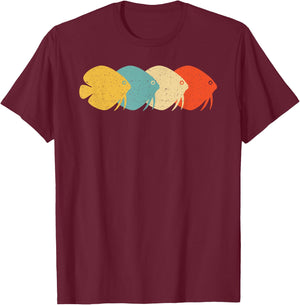 Discus Vintage Retro Pompadour Fish Lover 60s 70s Gift T-Shirt - T-Shirt | Maroon