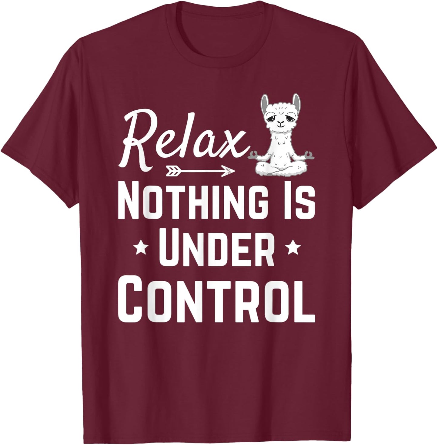 Funny Mindfulness Yoga Zen Meditation Saying Llama Monk Yoga T-Shirt - T-Shirt | Maroon