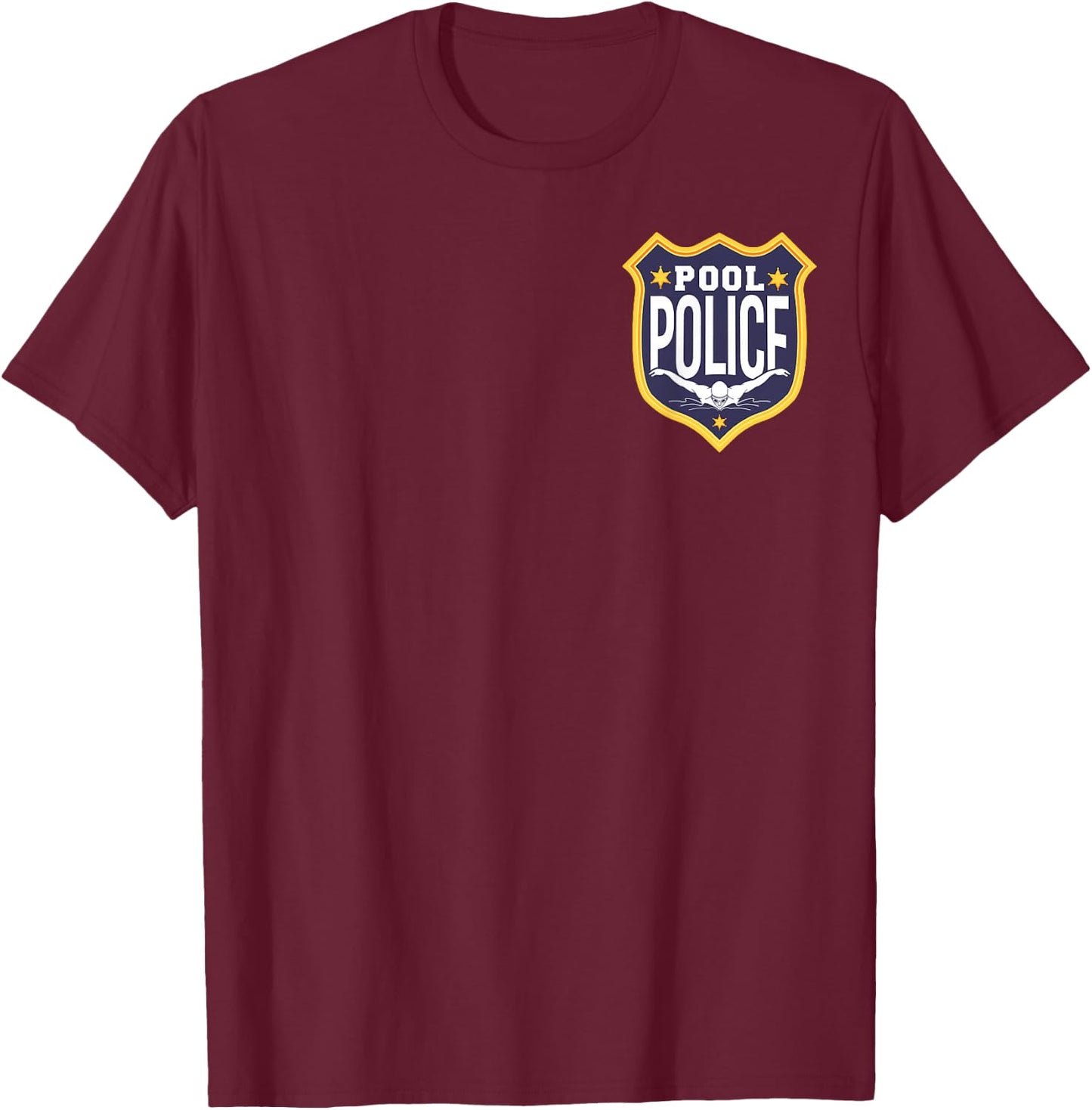 Swimming Swimmer Swim Pool Police Coach Dad Badge T-Shirt - T-Shirt | Maroon