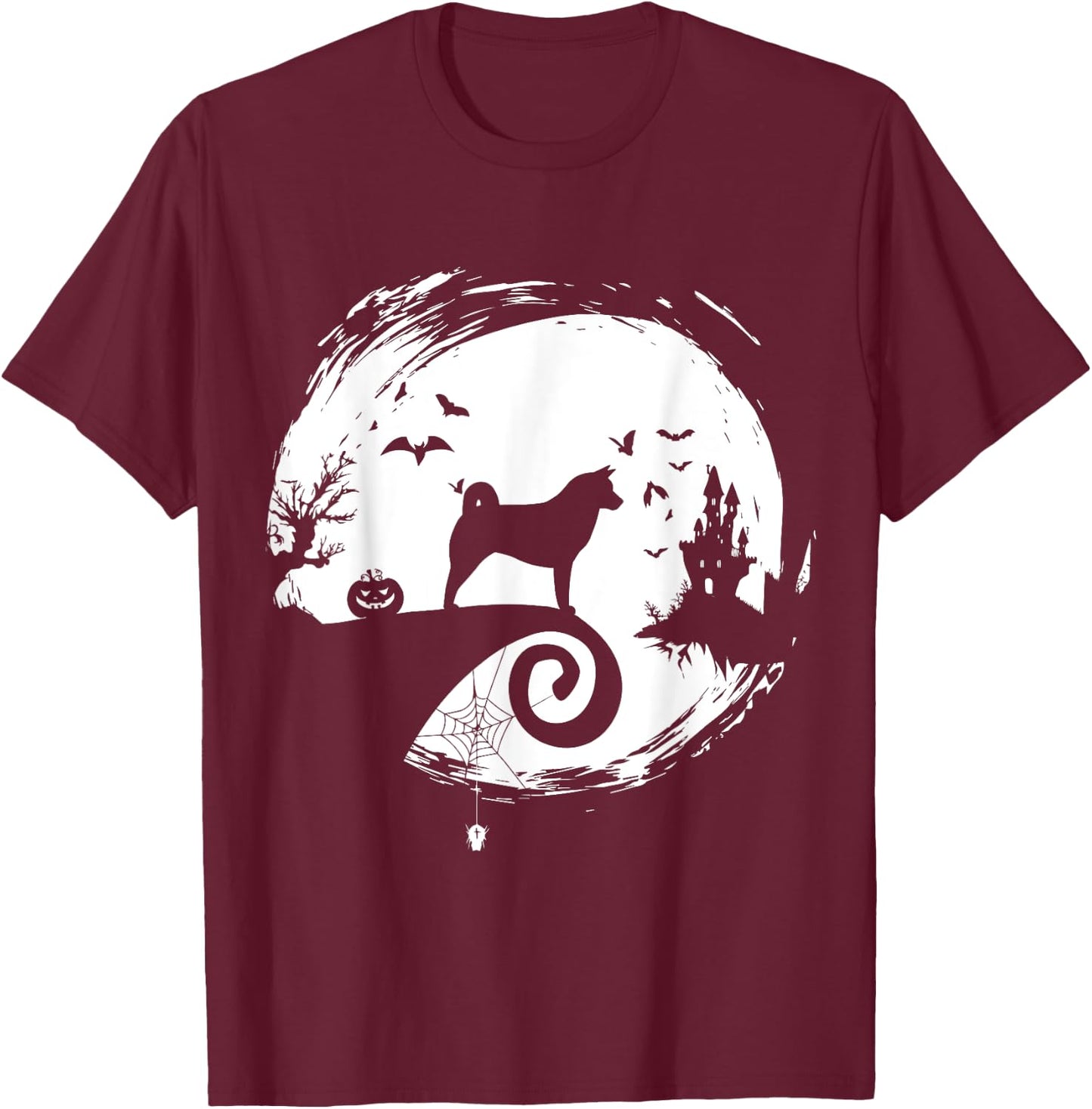 Shiba Inu Halloween Costume Moon Silhouette Horror T-Shirt - T-Shirt | Maroon