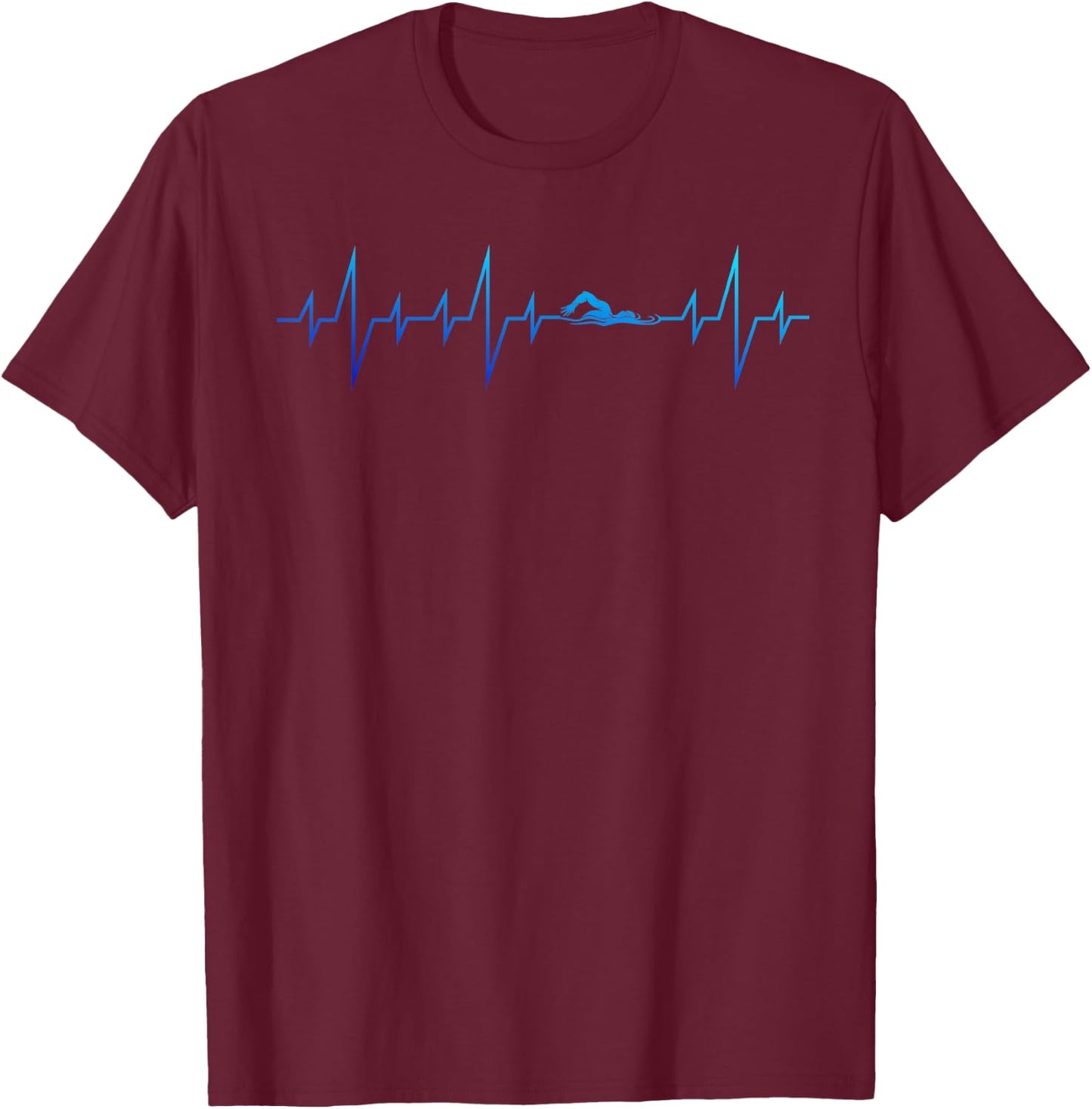 Sports Swimming Club Hobby Swimmer Heartbeat Swimming T-Shirt - T-Shirt | Maroon