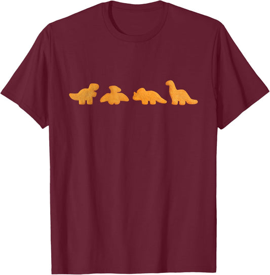 Dinos Chicken Nuggets Pattern | Funny Realistic Dino T-Shirt - T-Shirt | Maroon