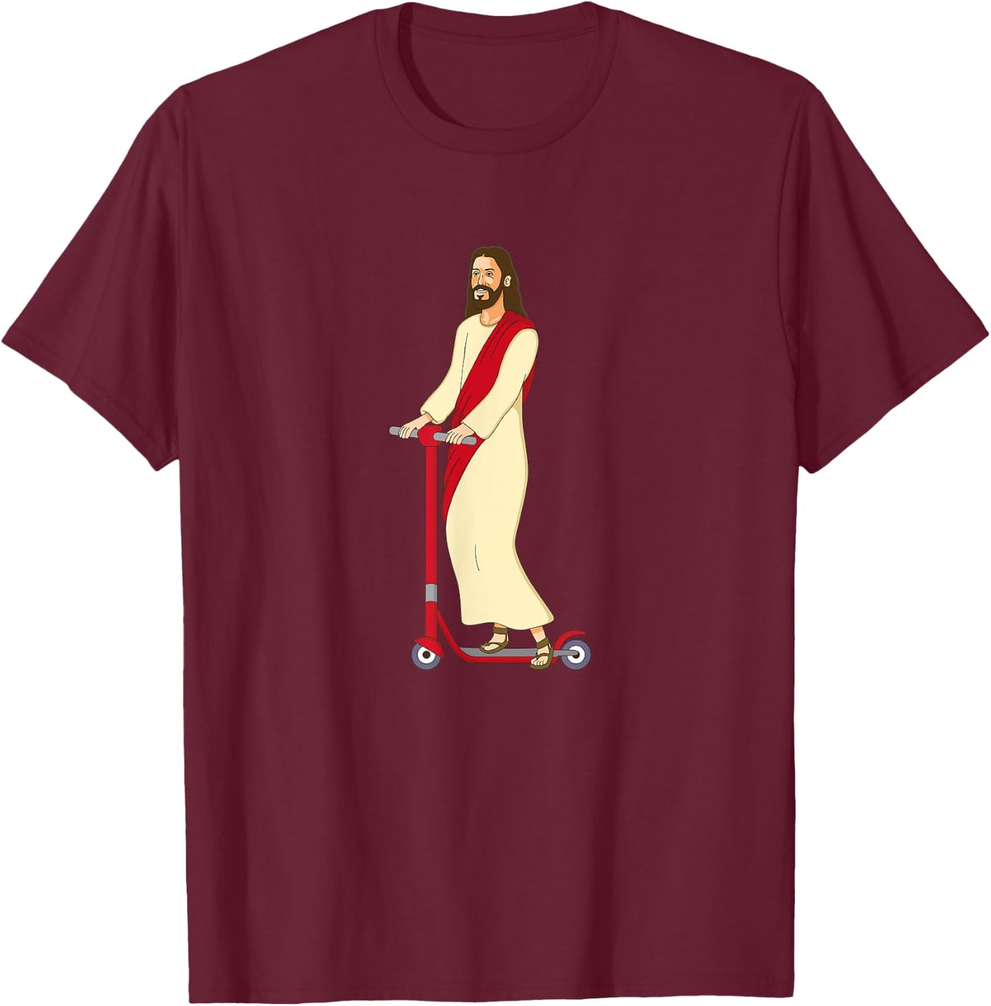 Christ on a Scooter Lord Jesus God Church Gift T-Shirt - T-Shirt | Maroon