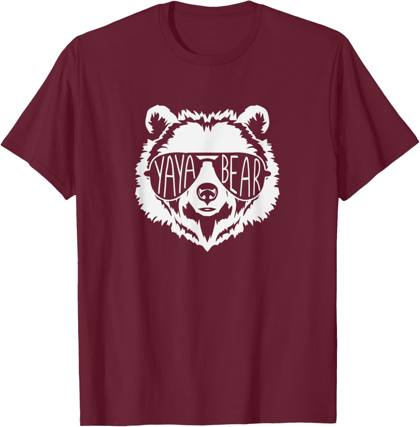 yaya Bear Face with Sunglasses T-Shirt - T-Shirt | Maroon