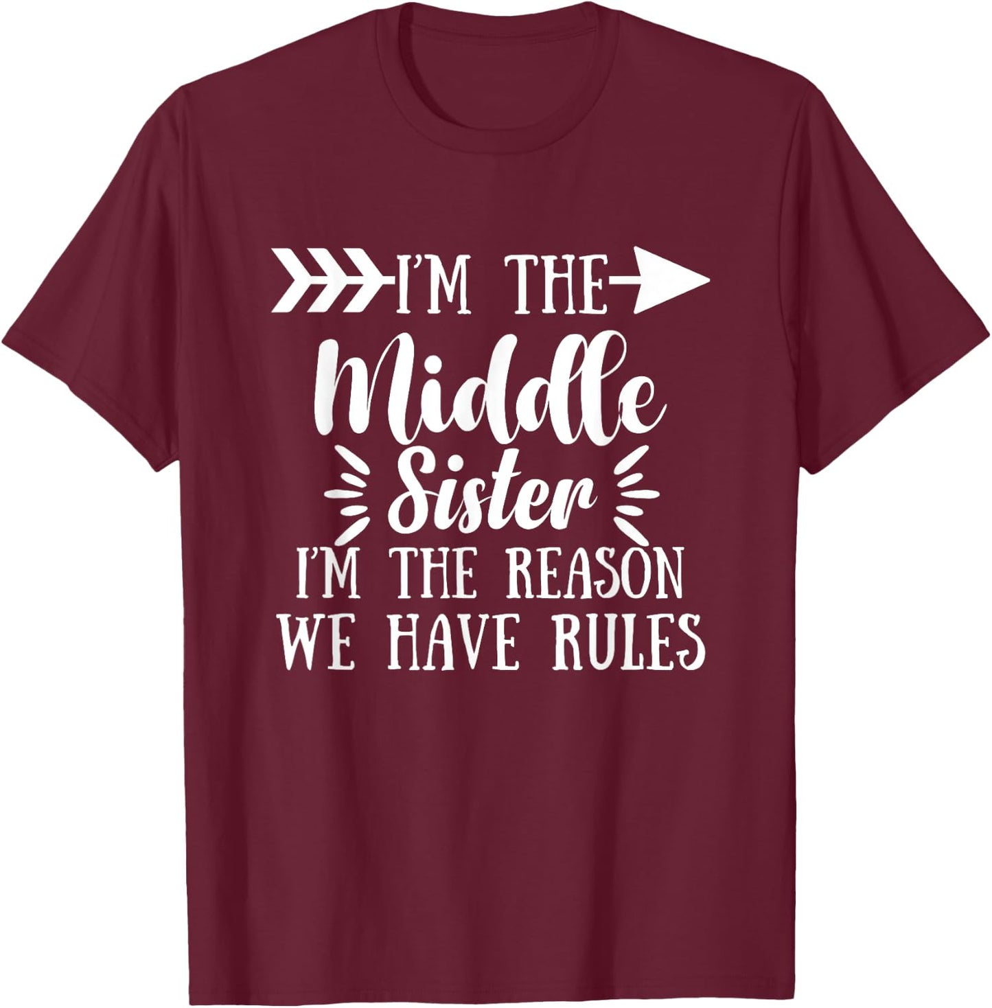 I Am Reason We Have Rules Middle Adult 3 Sisters Matching T-Shirt - T-Shirt | Maroon