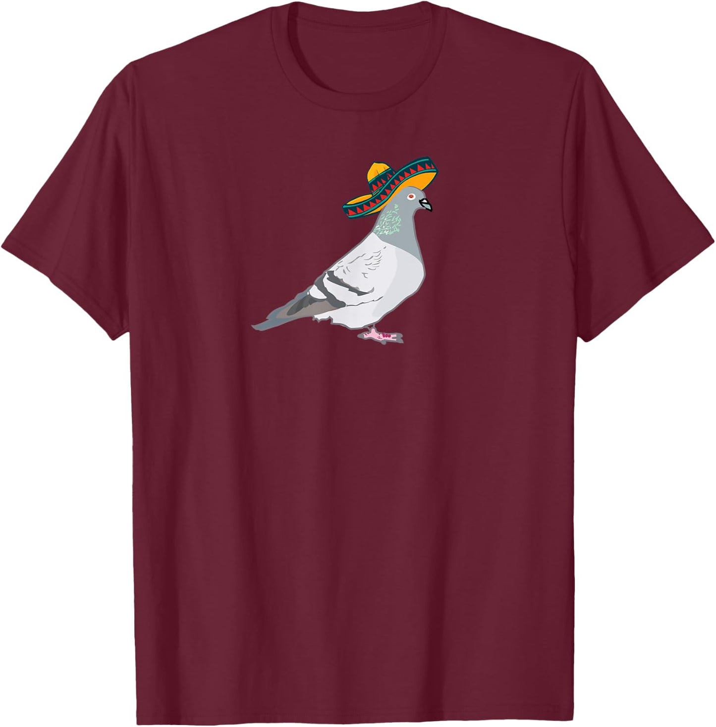 Funny pigeon pigeons with sombrero hat fun T-Shirt - T-Shirt | Maroon