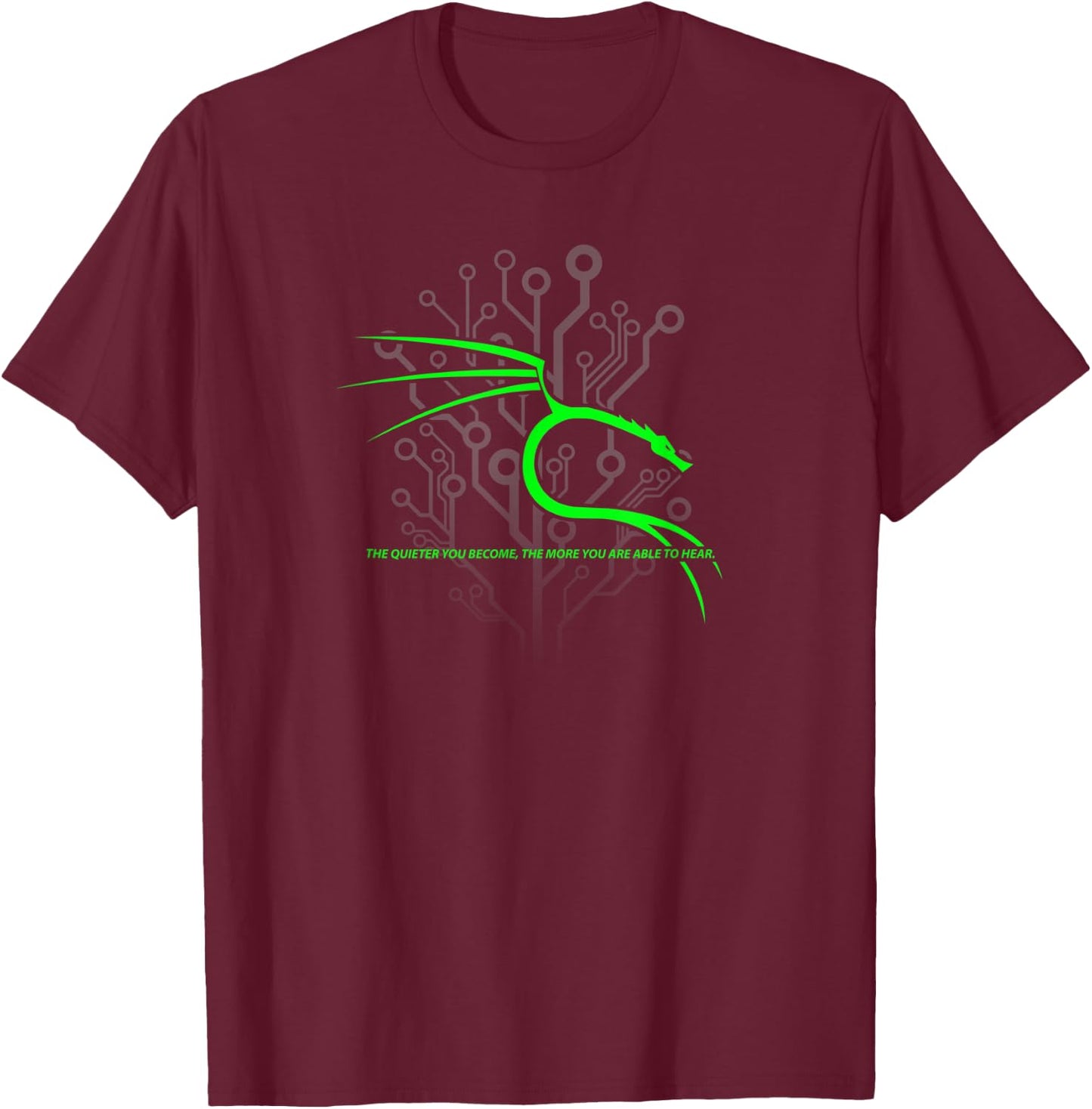 Backtrack Kali Linux with Dragon and Tagline - Green T-Shirt - T-Shirt | Maroon