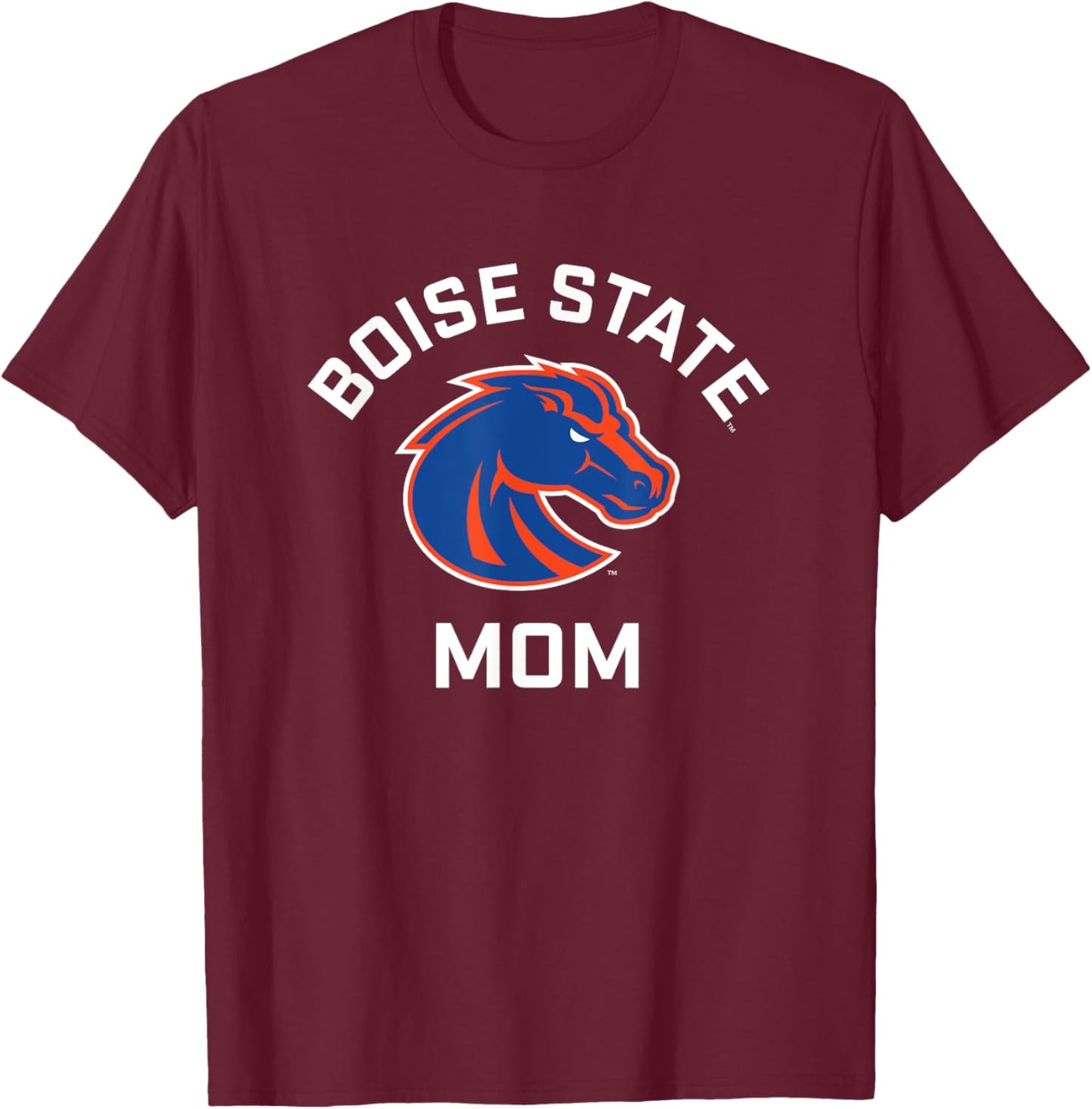 Boise State University BSU Broncos Arched Mom T-Shirt - T-Shirt | Maroon