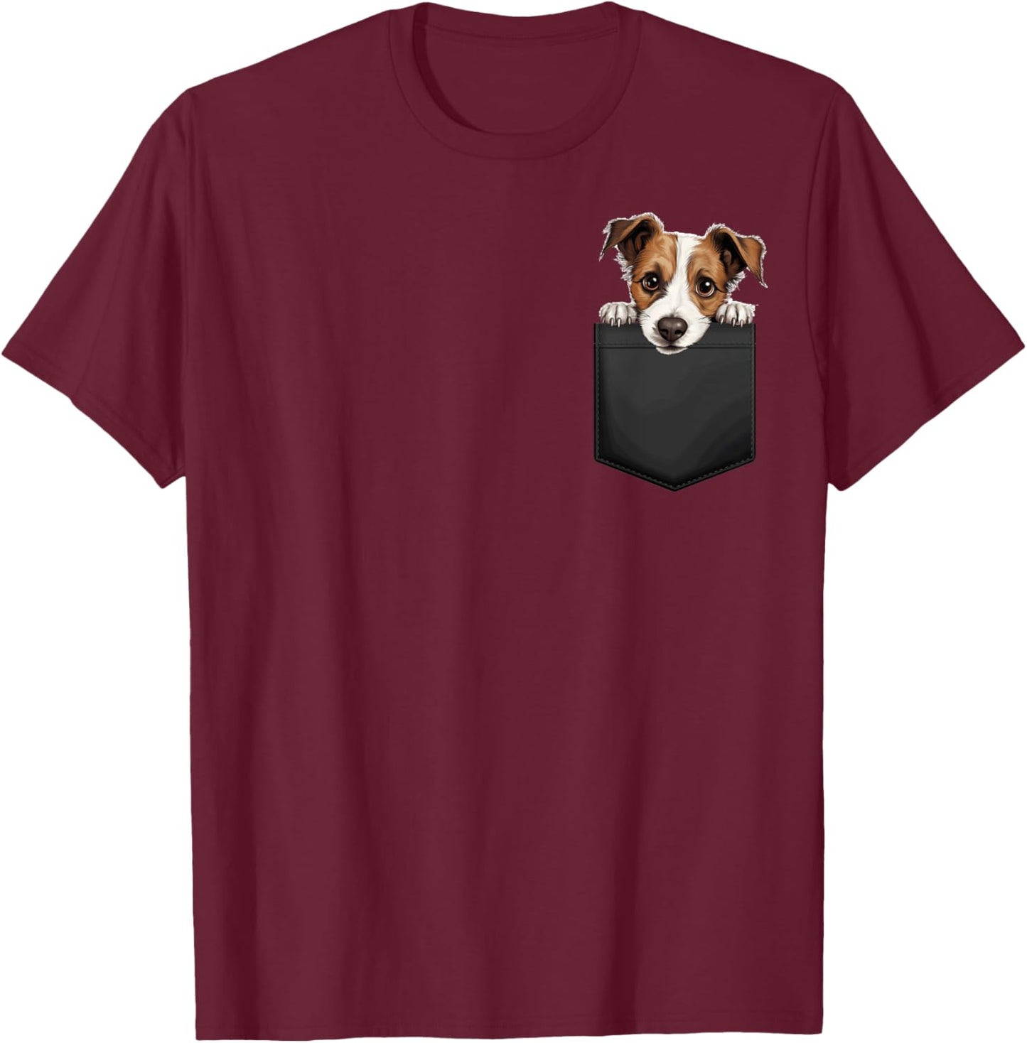 Funny Jack Russell Terrier Puppy Dog In Pocket Cute Pet Love Men Women Girls Kids T-Shirt - T-Shirt | Maroon