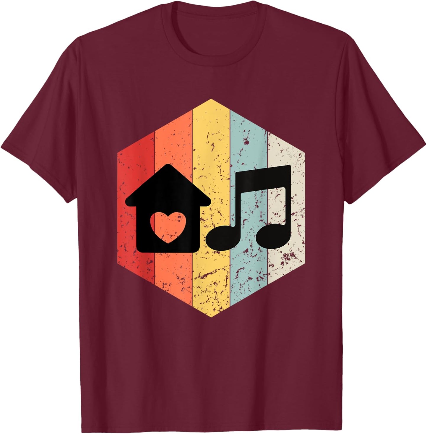 Retro House Music Vintage Graphic Boys Women Kids T-Shirt - T-Shirt | Maroon