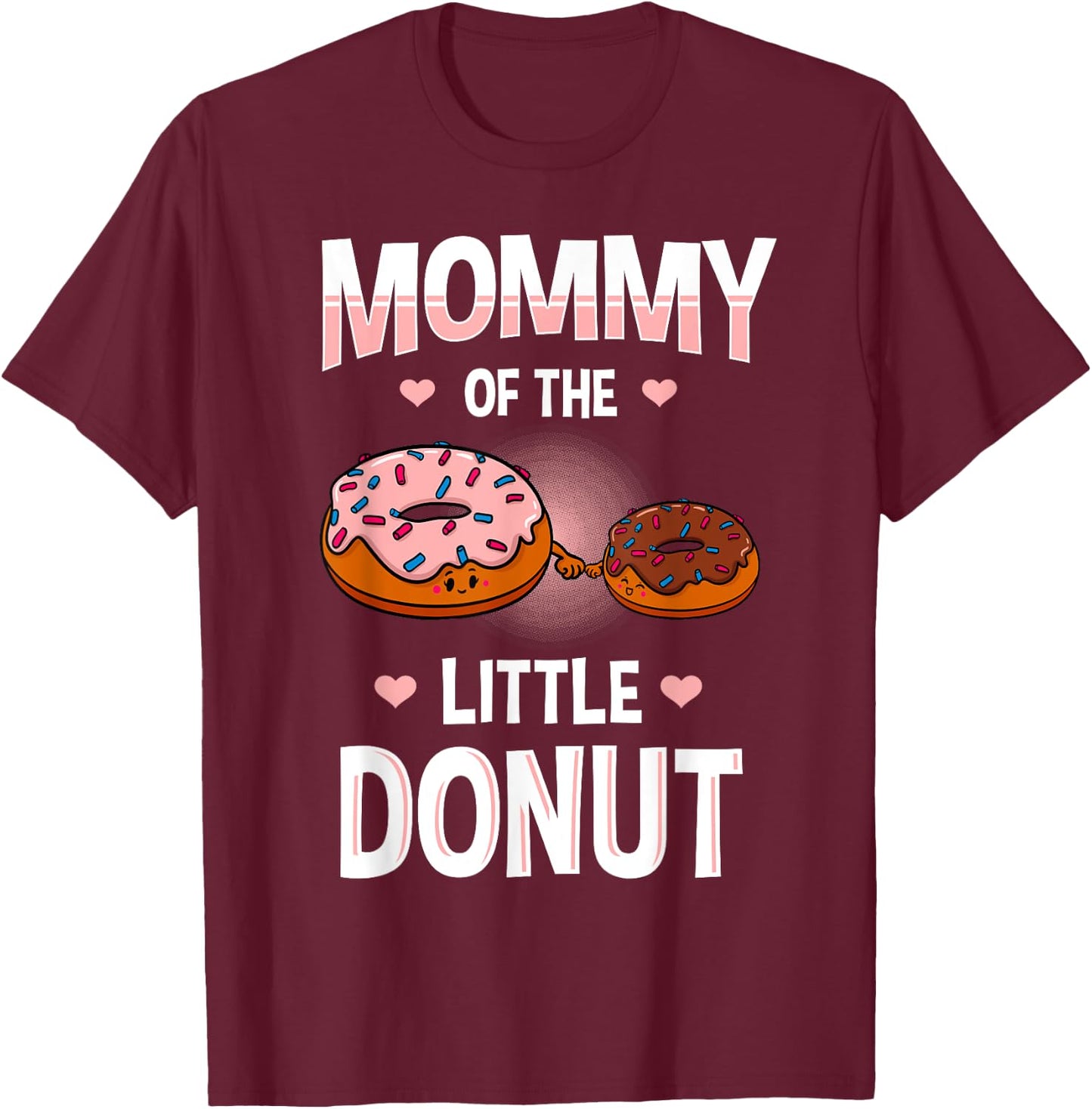 Mommy Of The Little Donut Gender Reveal Announcement T-Shirt - T-Shirt | Maroon