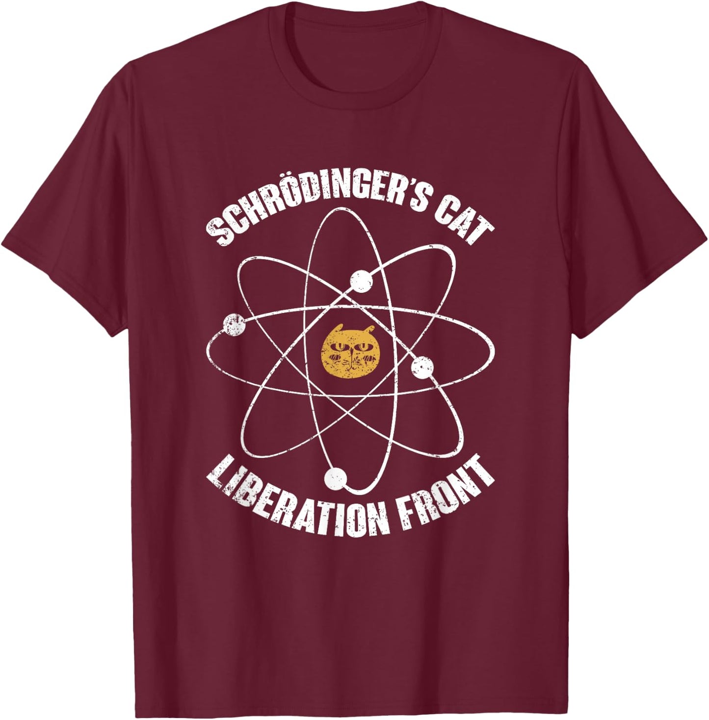 Schrödingers Cat Liberation Front Funny Physics T-Shirt - T-Shirt | Maroon