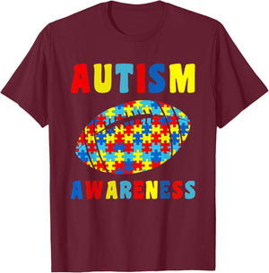 Love Football Puzzles Autism Awareness Kids Boys Girls T-Shirt - T-Shirt | Maroon