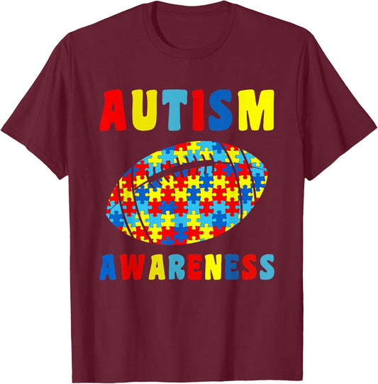 Love Football Puzzles Autism Awareness Kids Boys Girls T-Shirt - T-Shirt | Maroon